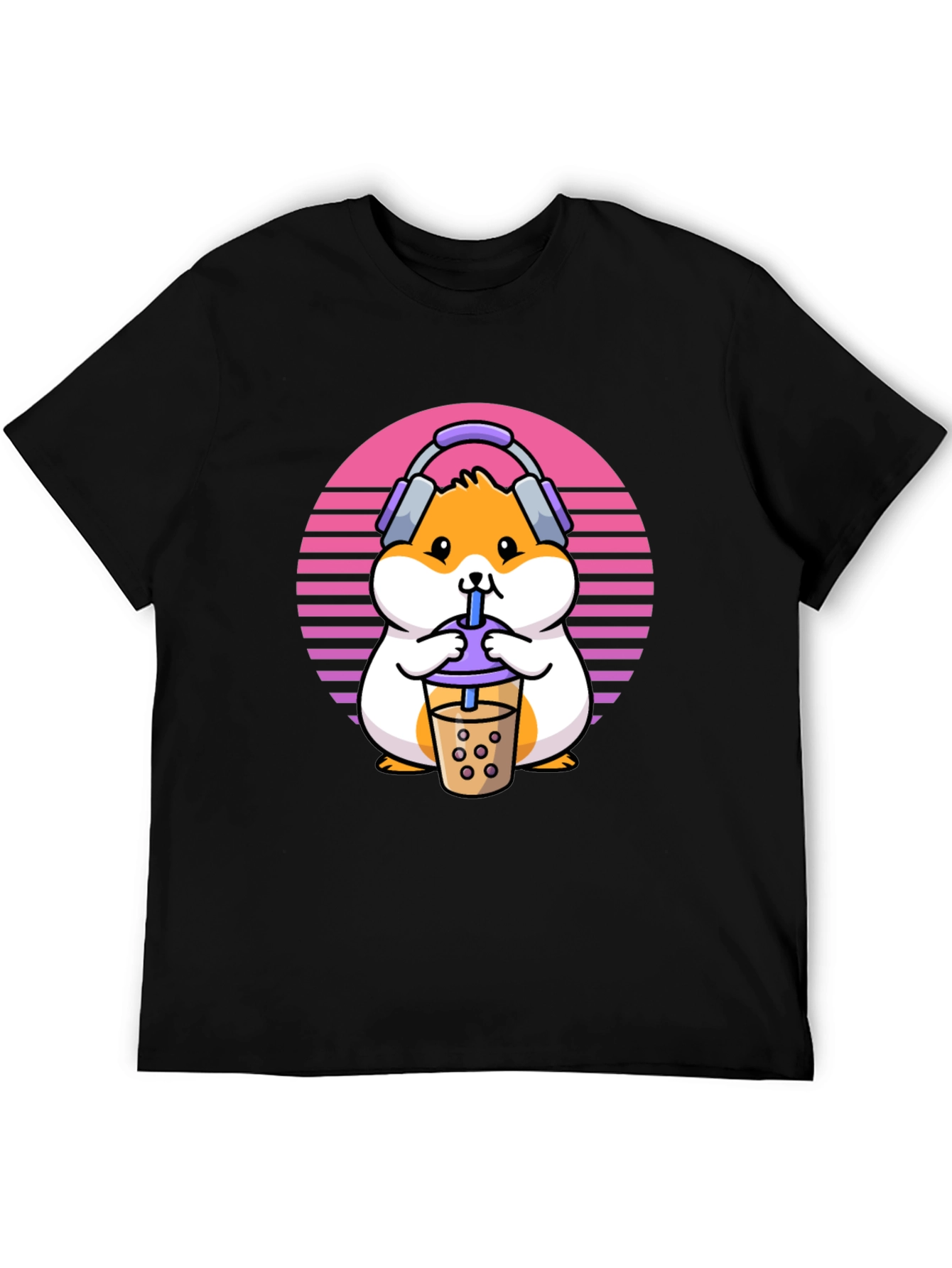 Black Hamster Bubble Tea T-Shirt - Cute Kawaii Design view 5