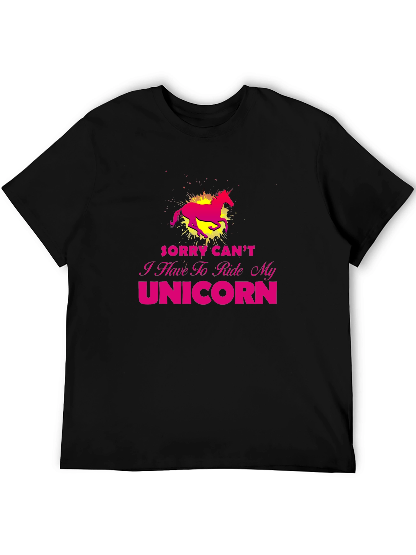 Black Unicorn Ride T-Shirt - Sorry Can't view 5