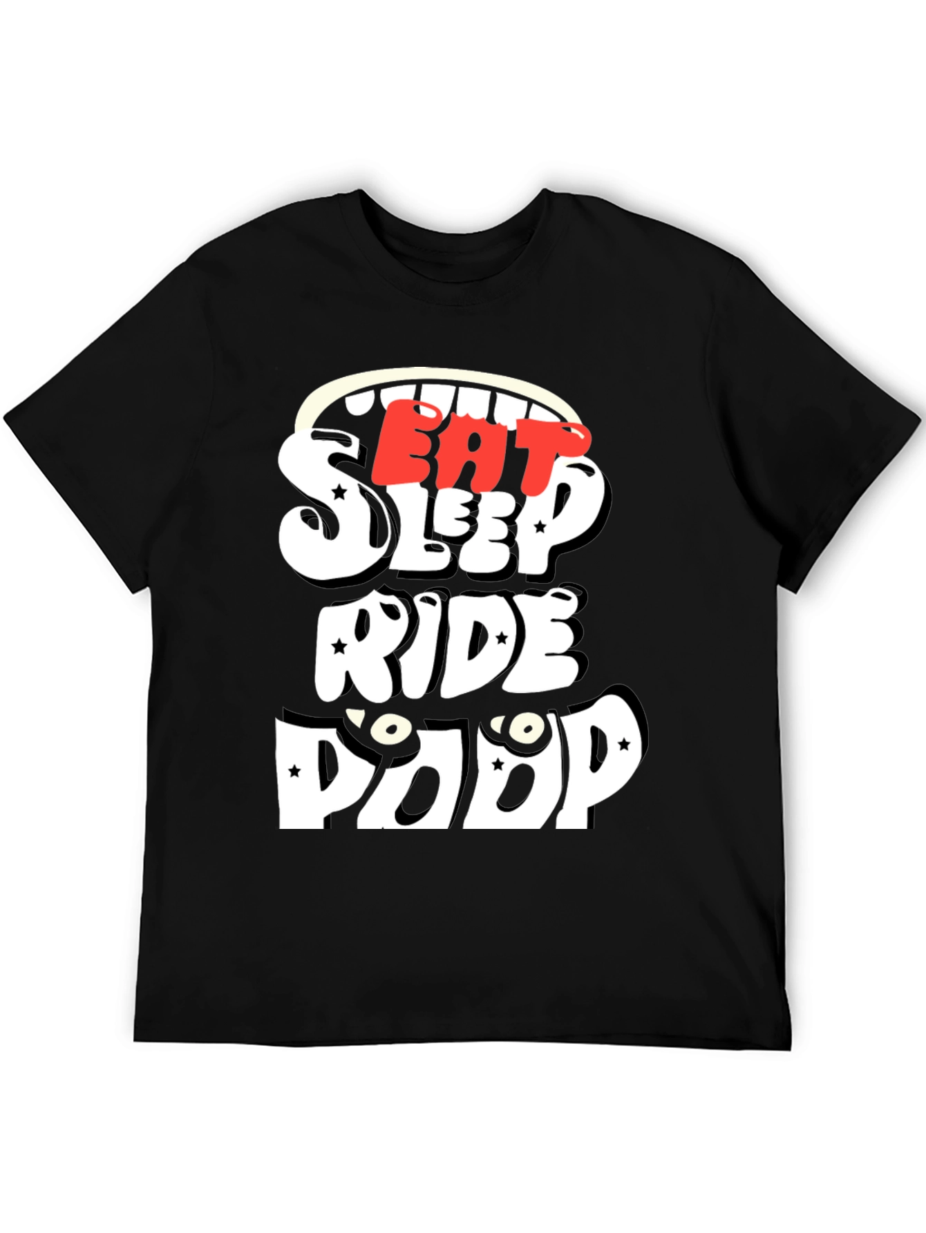 Black Eat Sleep Ride Poop Funny T-Shirt view 5