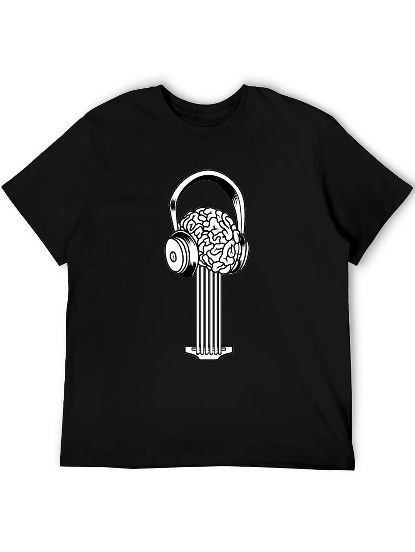 Black Brain Music T-Shirt - Unique Graphic Tee view 5