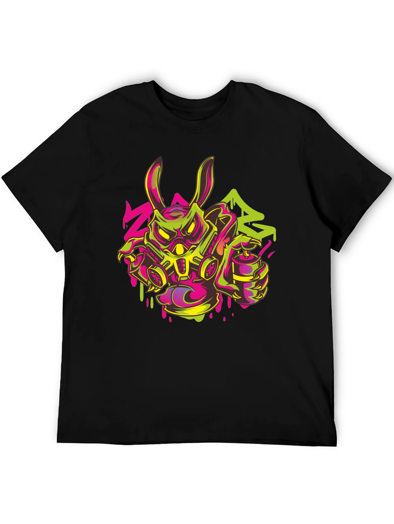 Black Cyberpunk Rabbit Graffiti T-Shirt view 5
