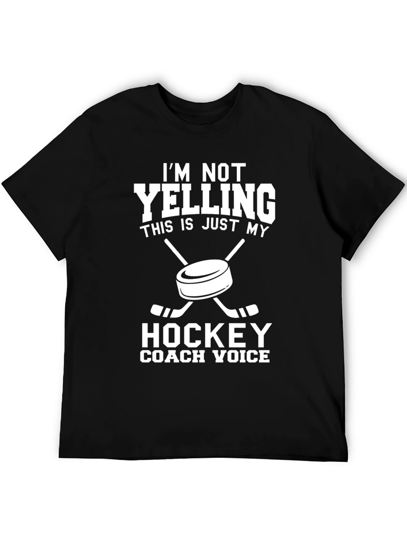 Black Hockey Coach T-Shirt: I'm Not Yelling view 5