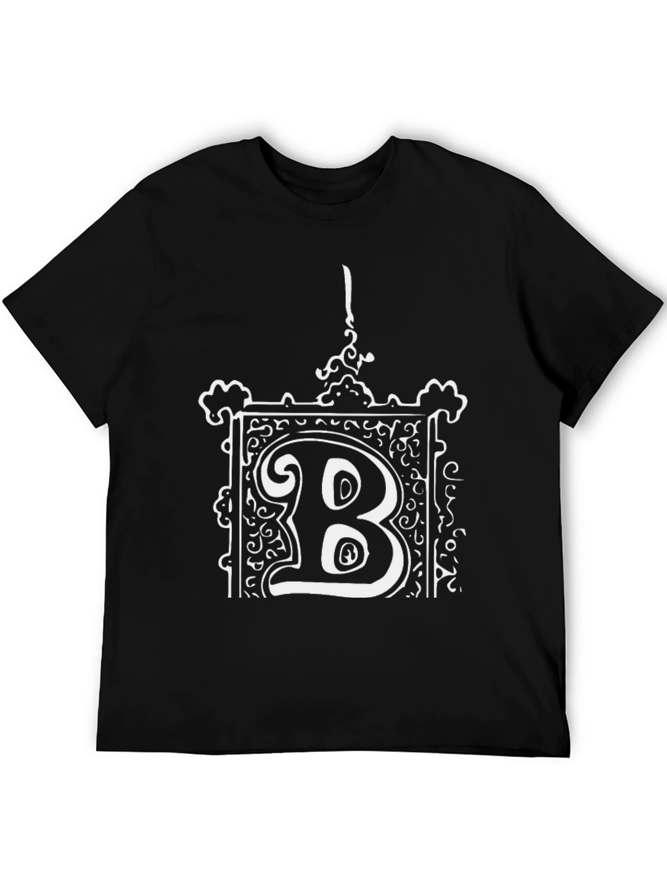 Ornate "B" Graphic Tee - Black Cotton Blend - 5