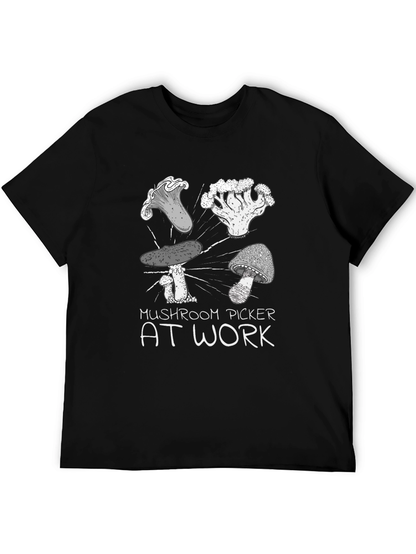 Black Mushroom Picker T-Shirt - At Work view 5