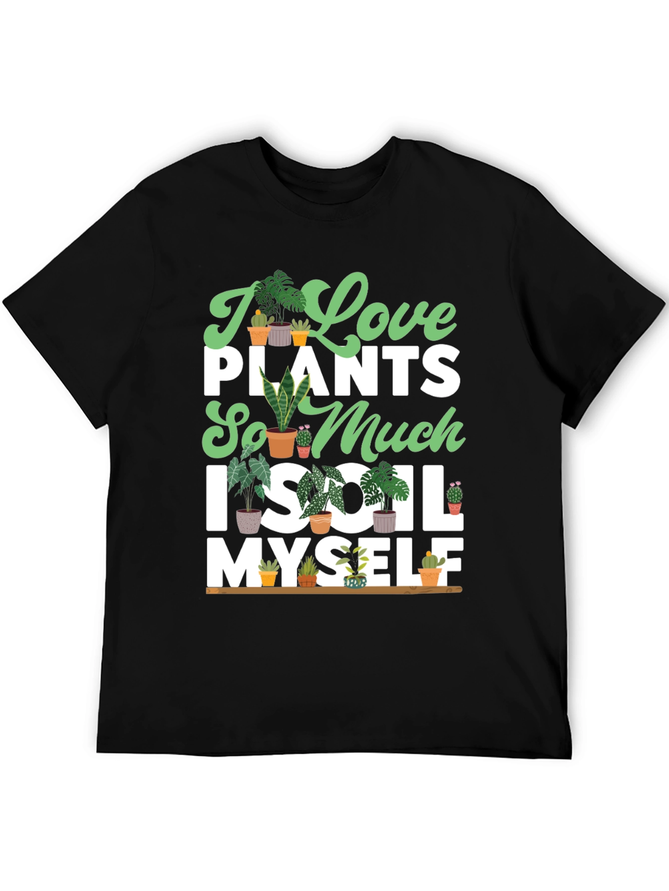 Black I Love Plants T-Shirt view 5
