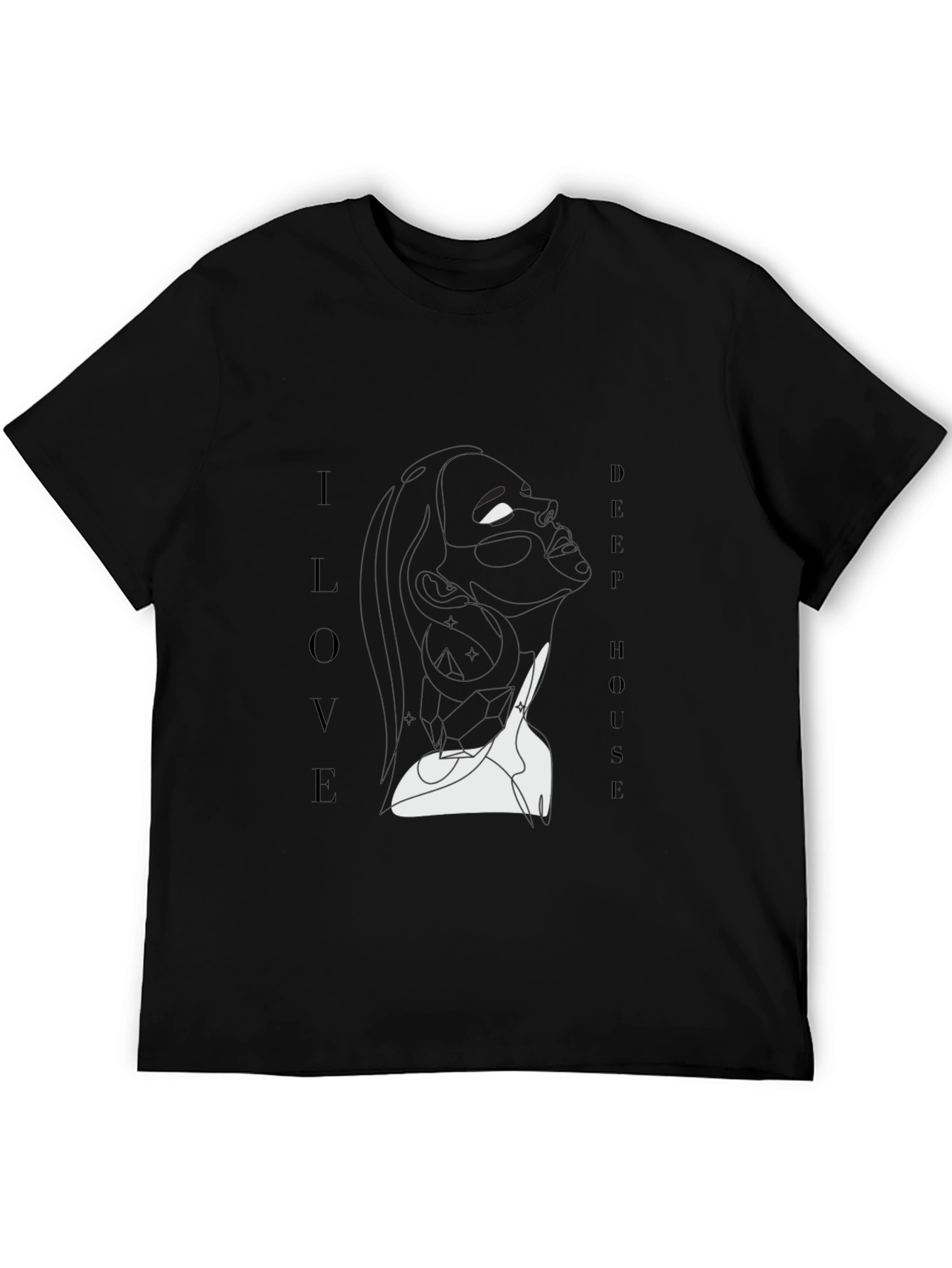 Black I Love Deep House Black Graphic Tee view 5