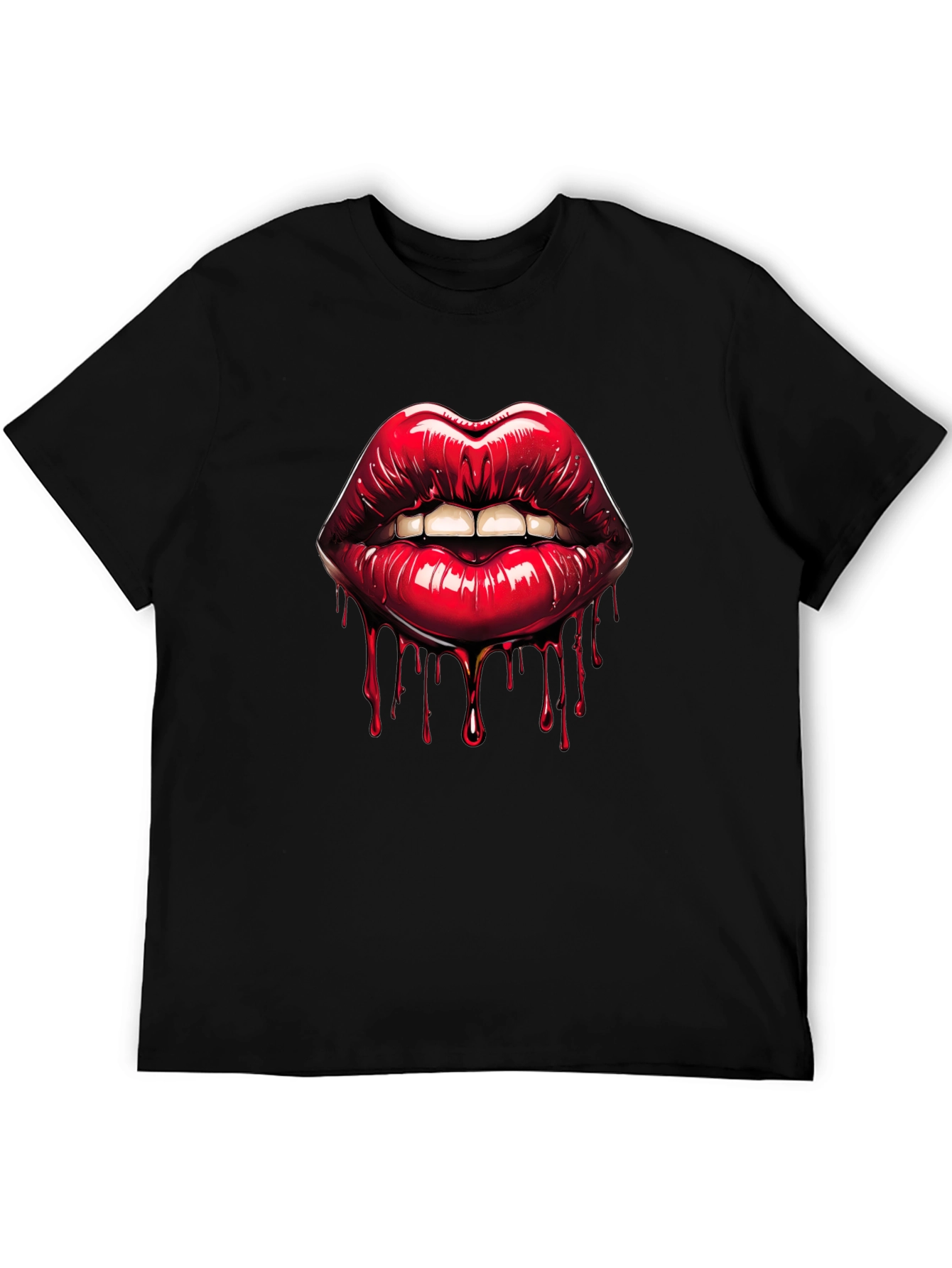 Black Bleeding Lips Graphic Tee - Bold Fashion view 5