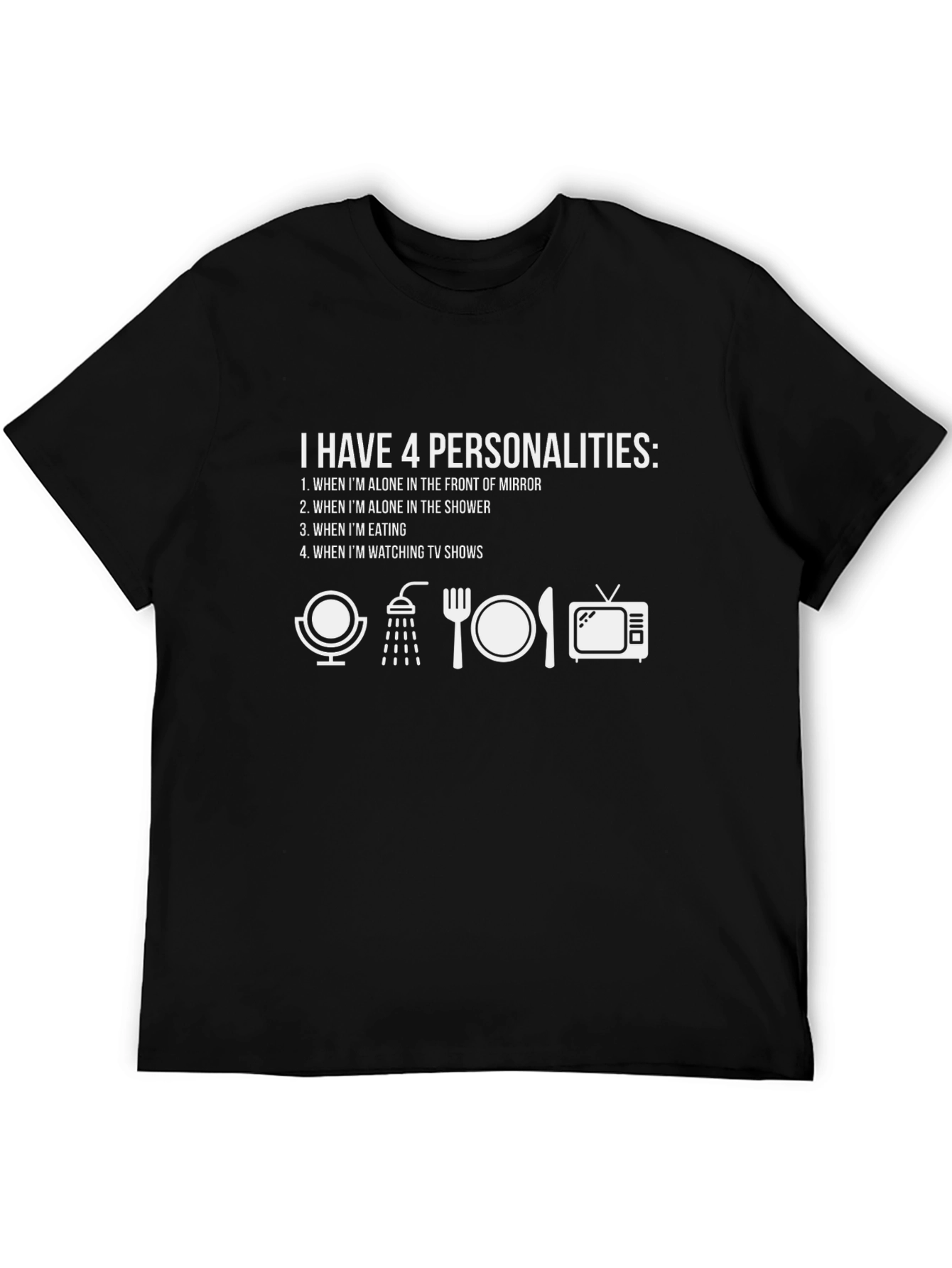 Black 4 Personalities Funny Graphic Tee - Black view 5