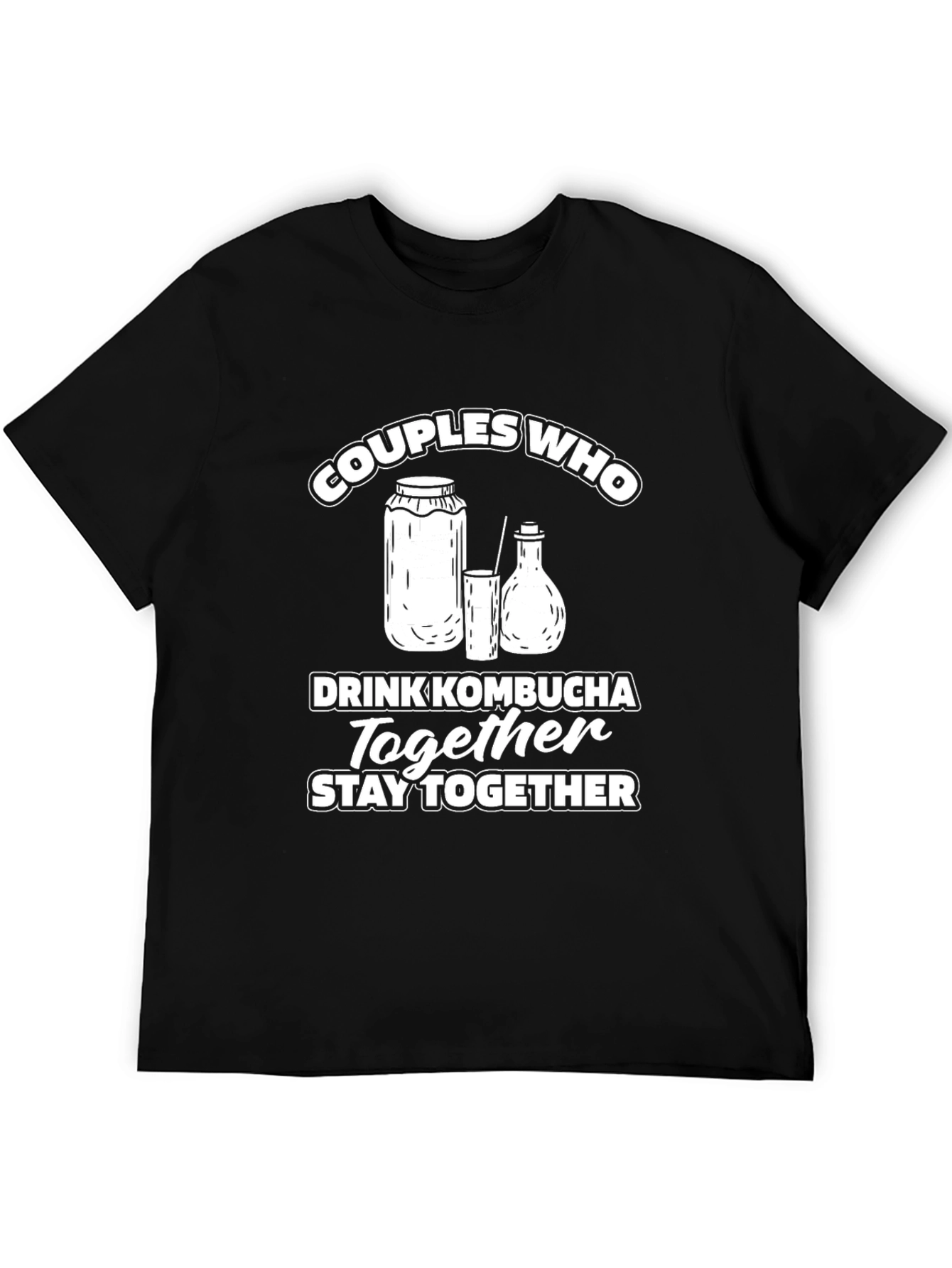 Black Couples Who Drink Kombucha T-Shirt - Black view 5