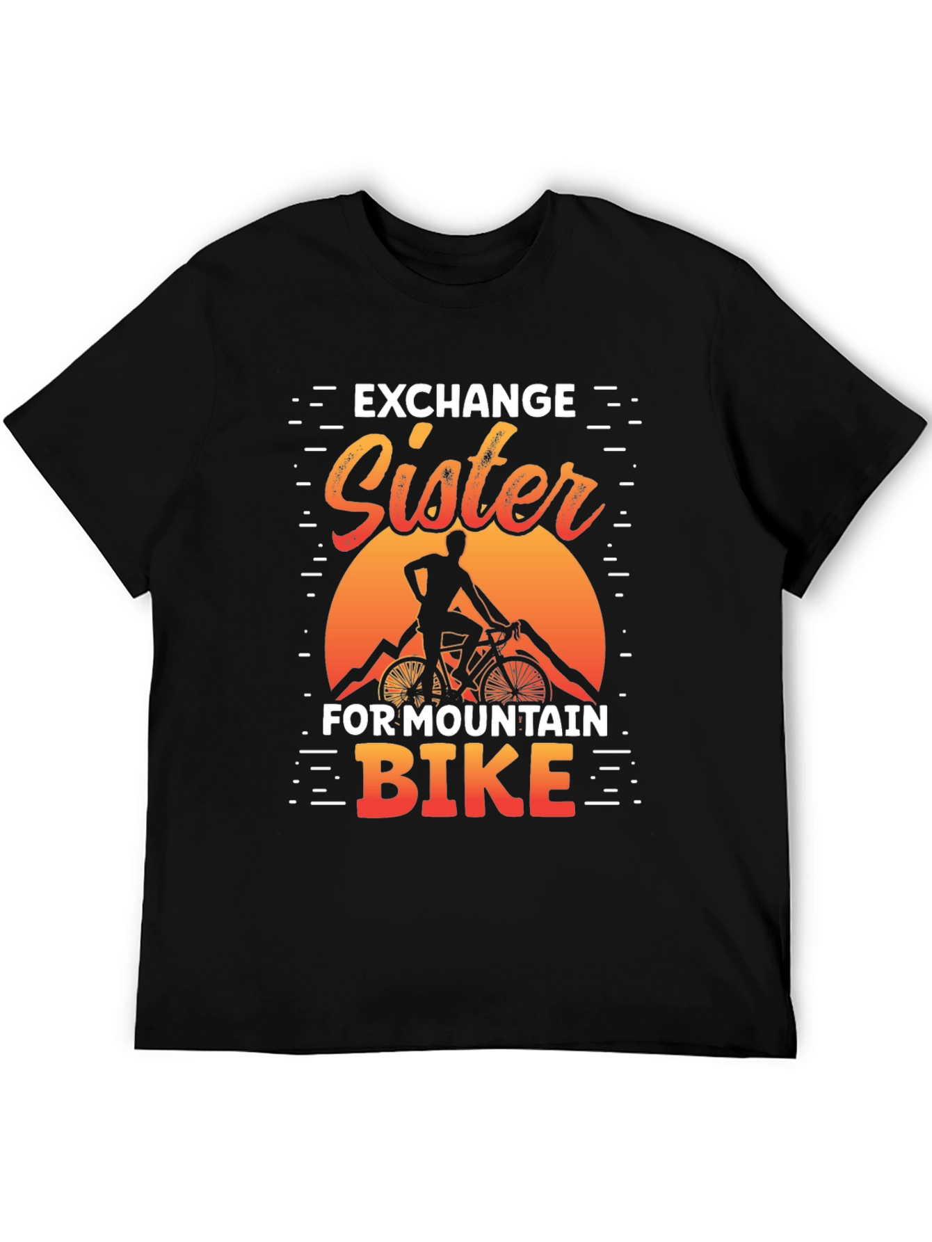 Black Exchange Sister For Mountain Bike Graphic Tee view 5