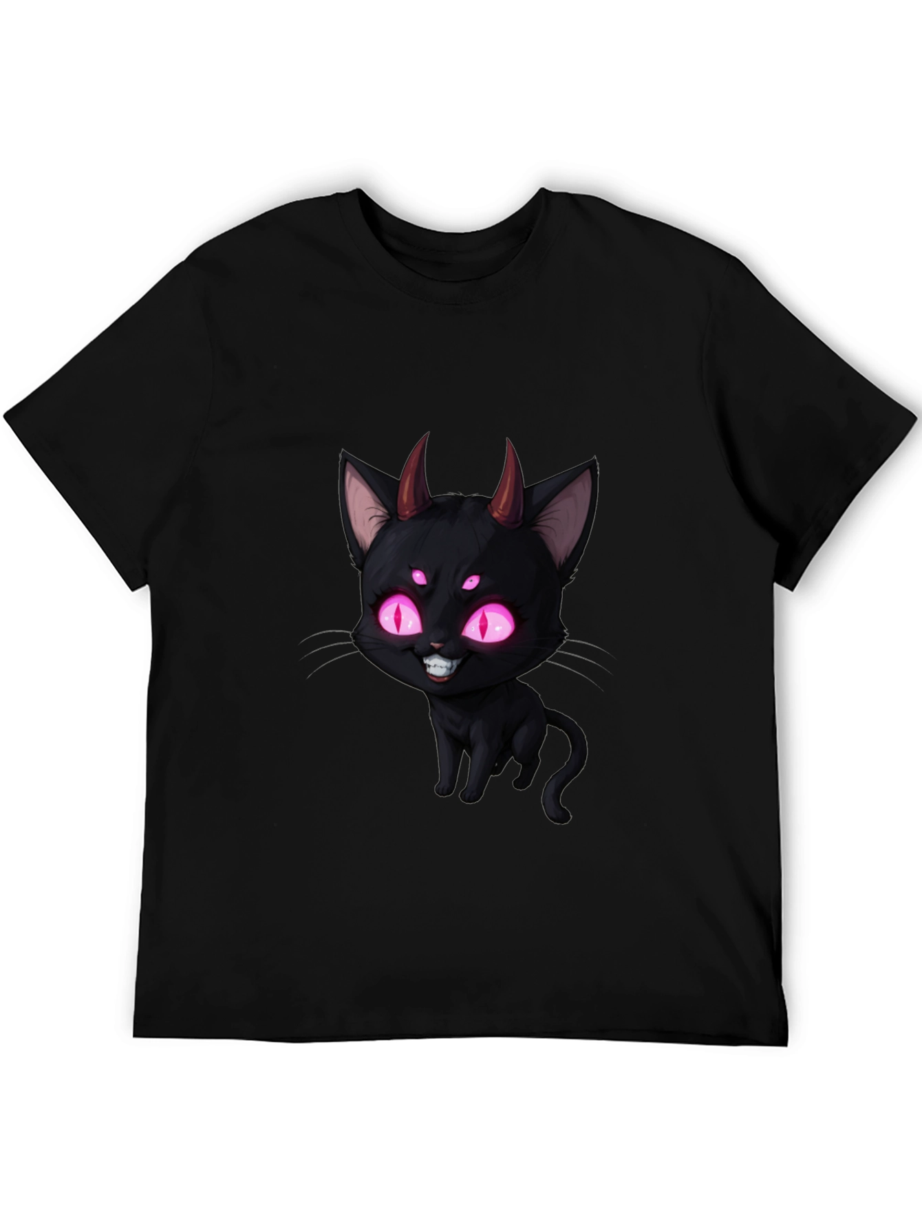 Black Devil Cat Graphic T-Shirt - Black view 5
