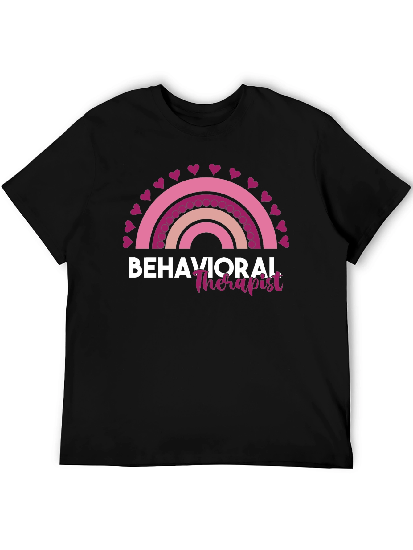 Black Behavioral Therapist Rainbow Heart T-Shirt view 5