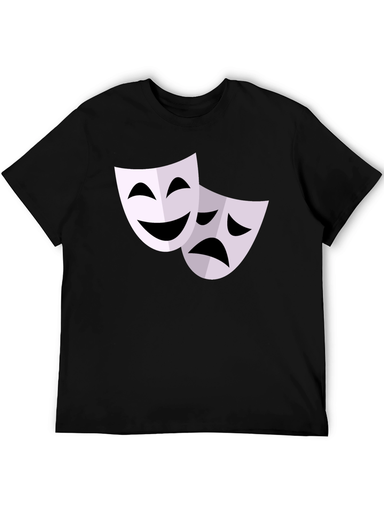 Black Comedy Tragedy Mask Graphic T-Shirt - Black view 5