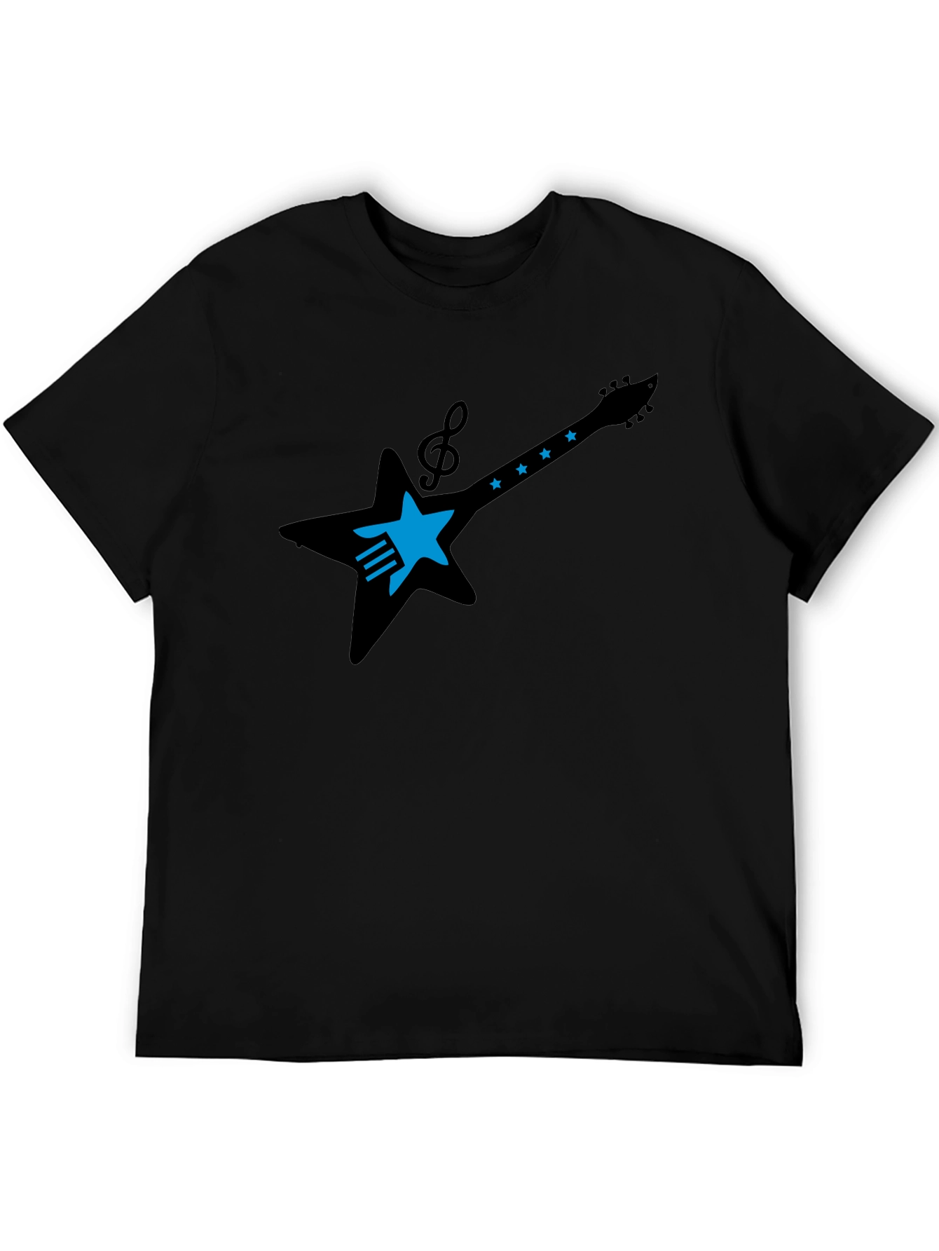 Black Rock Star Guitar Tee - Black Cotton Graphic T-Shirt view 5