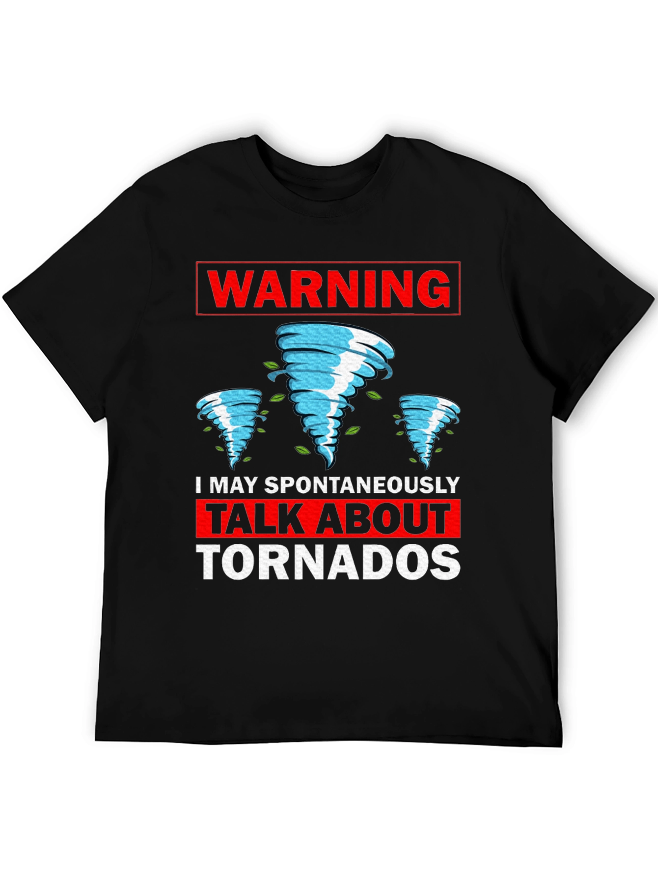 Black Warning Tornado T-Shirt - Funny Weather Tee view 5