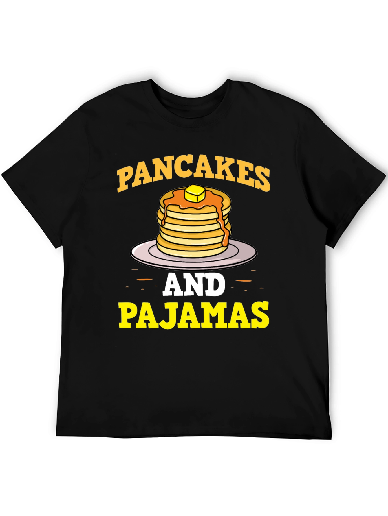 Black Pancakes & Pajamas Graphic Tee - Funny Breakfast Shirt view 5