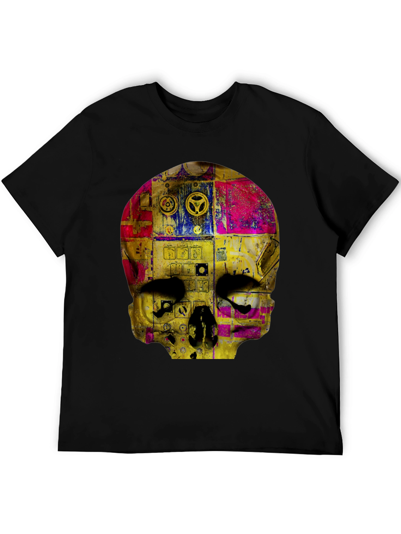 Black Skull Graphic Print Men's T-Shirt view 5
