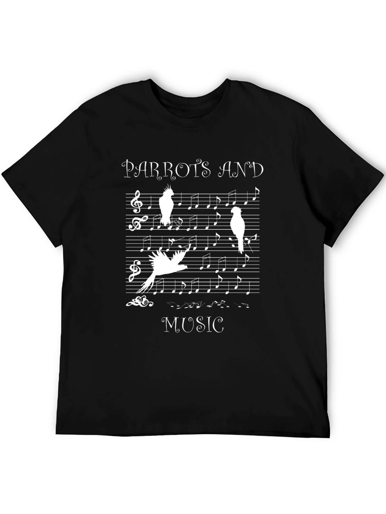 Black Parrots and Music T-Shirt view 5