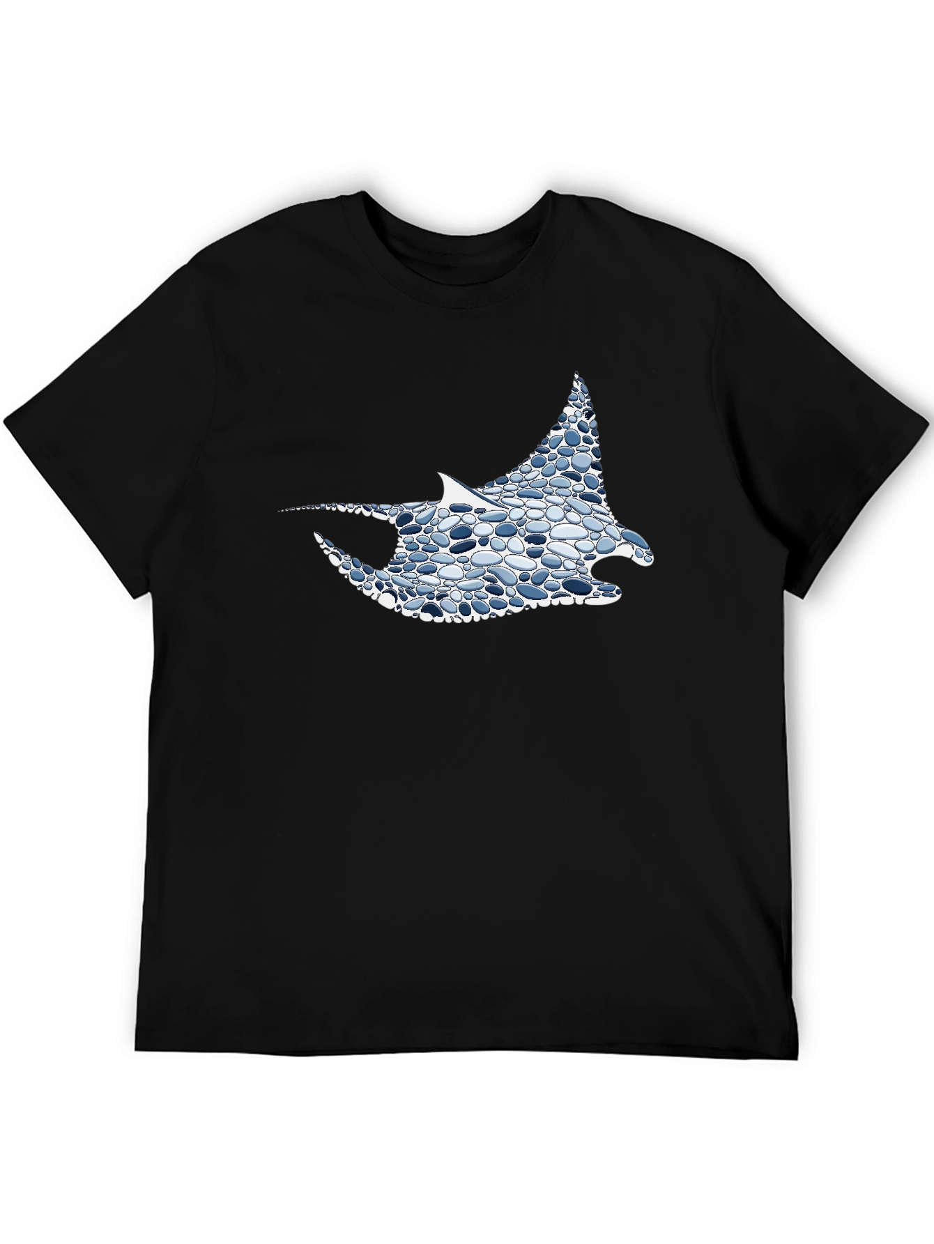 Black Cool Stingray Graphic Tee - Unique Pebble Design view 5