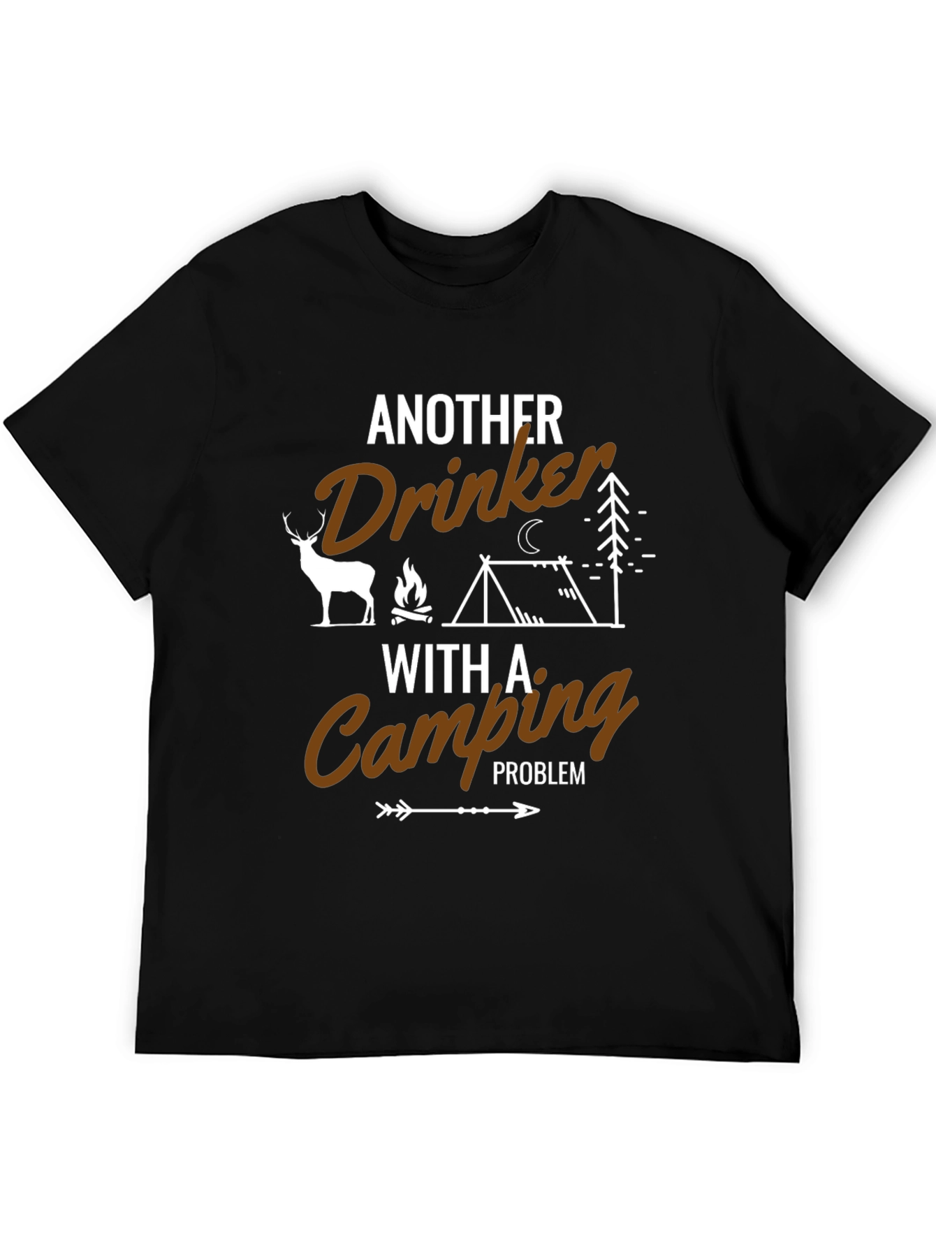 Black Funny Camping Drinker T-Shirt - Outdoor Adventure Tee view 5