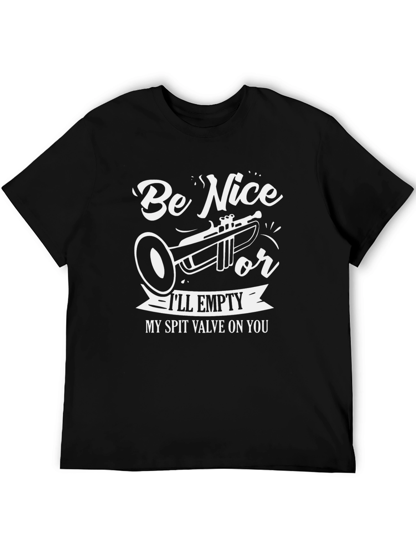 Black Be Nice Trumpet Graphic T-Shirt - Funny Band Tee view 5