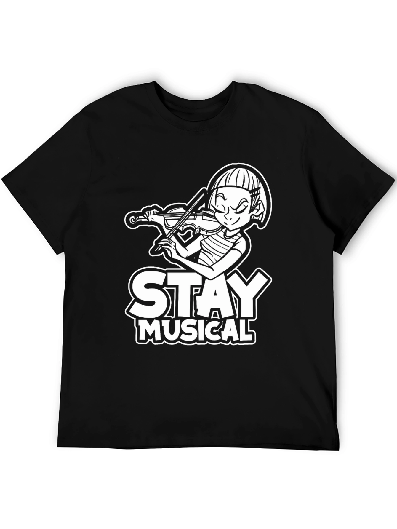 Black Stay Musical Black T-Shirt for Music Lovers view 5