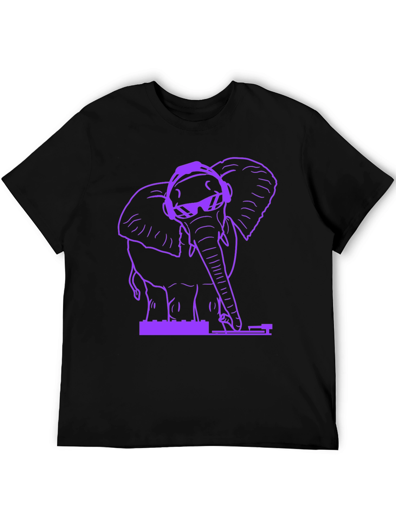 Black DJ Elephant Graphic T-Shirt - Black view 5