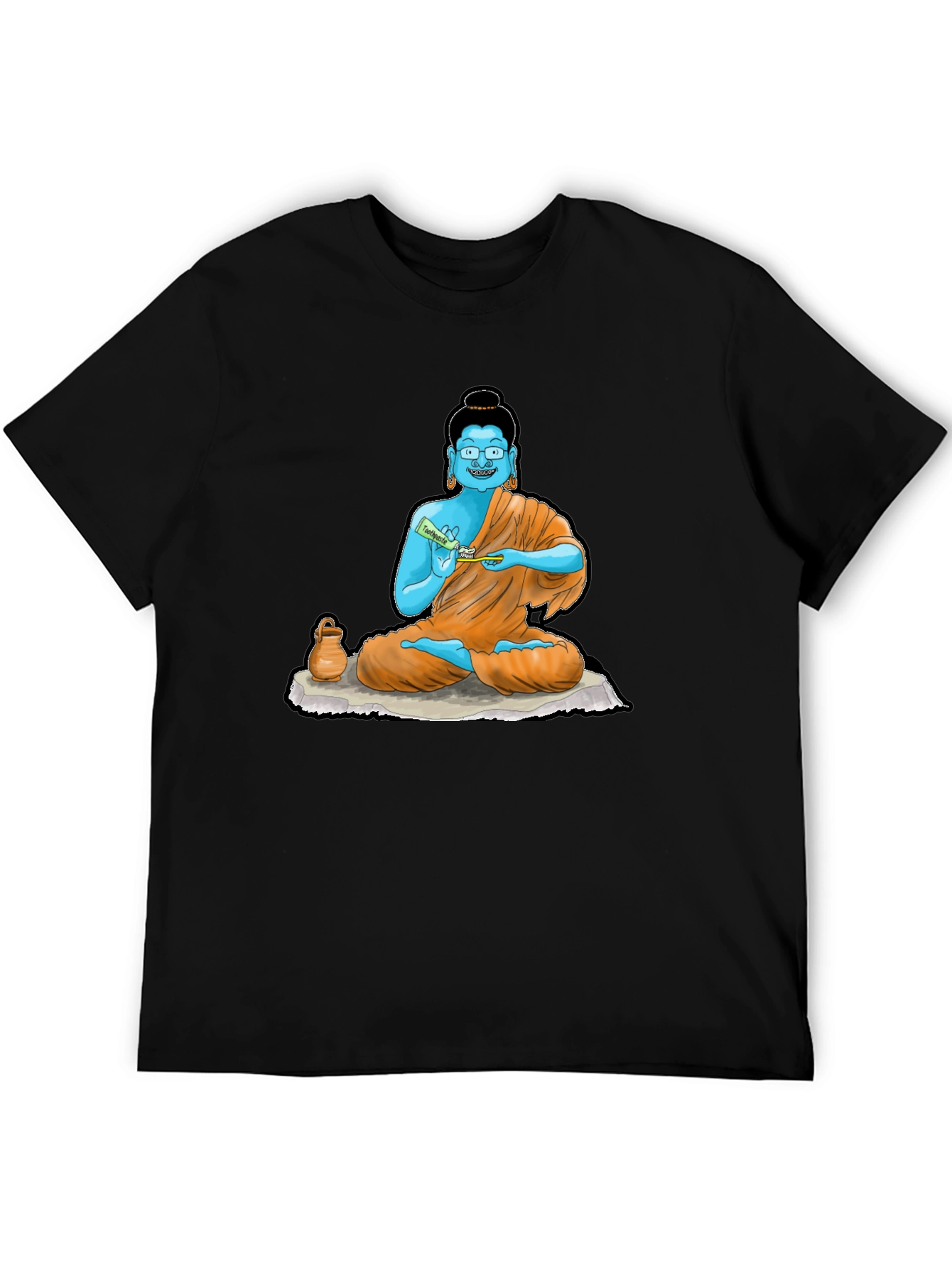 Black Buddha Toothpaste Graphic Tee - Unique Design view 5