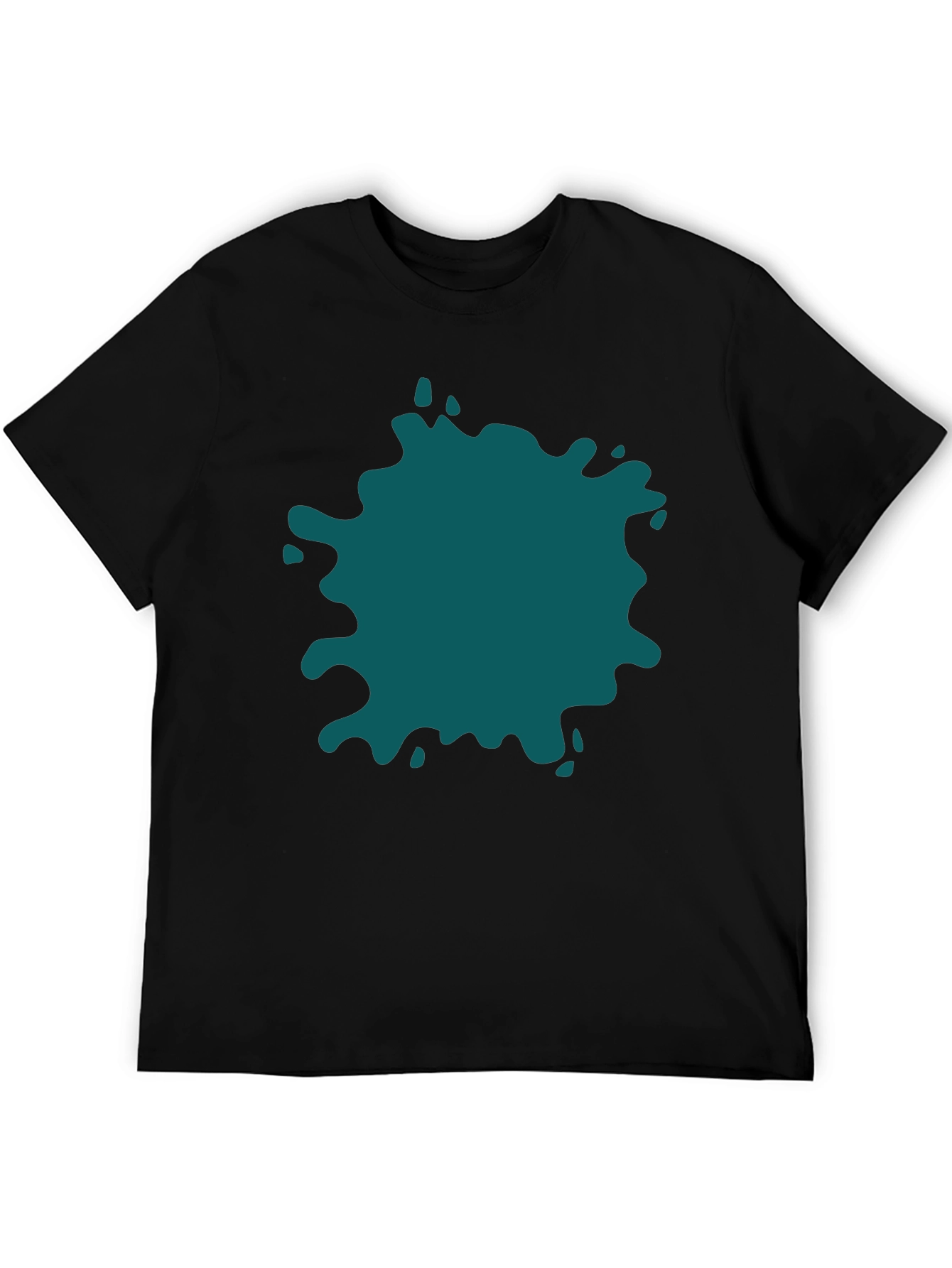 Black Bold Teal Splatter Black T-Shirt - Unique Design view 5