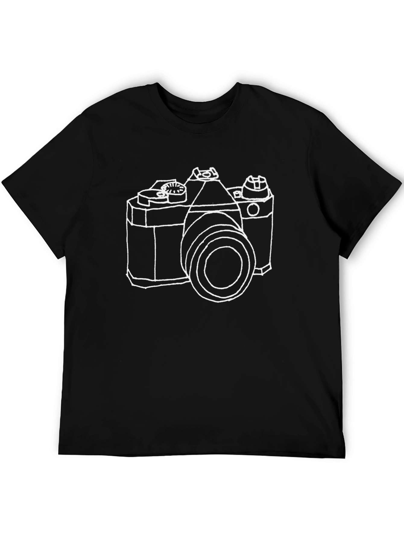 Black Retro Camera Graphic Tee - Black Casual T-Shirt view 5