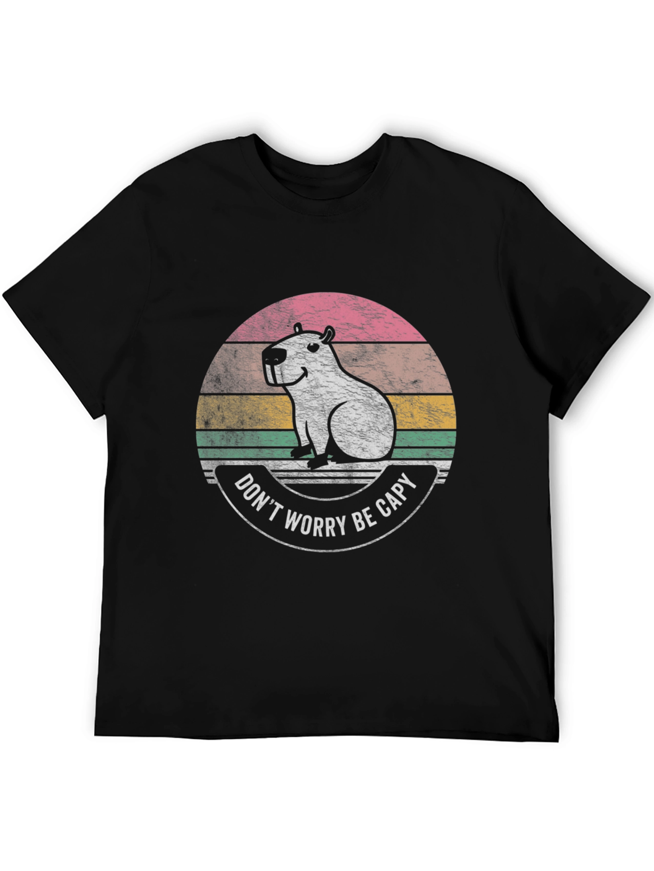 Black Don't Worry Be Capy Black T-Shirt view 5