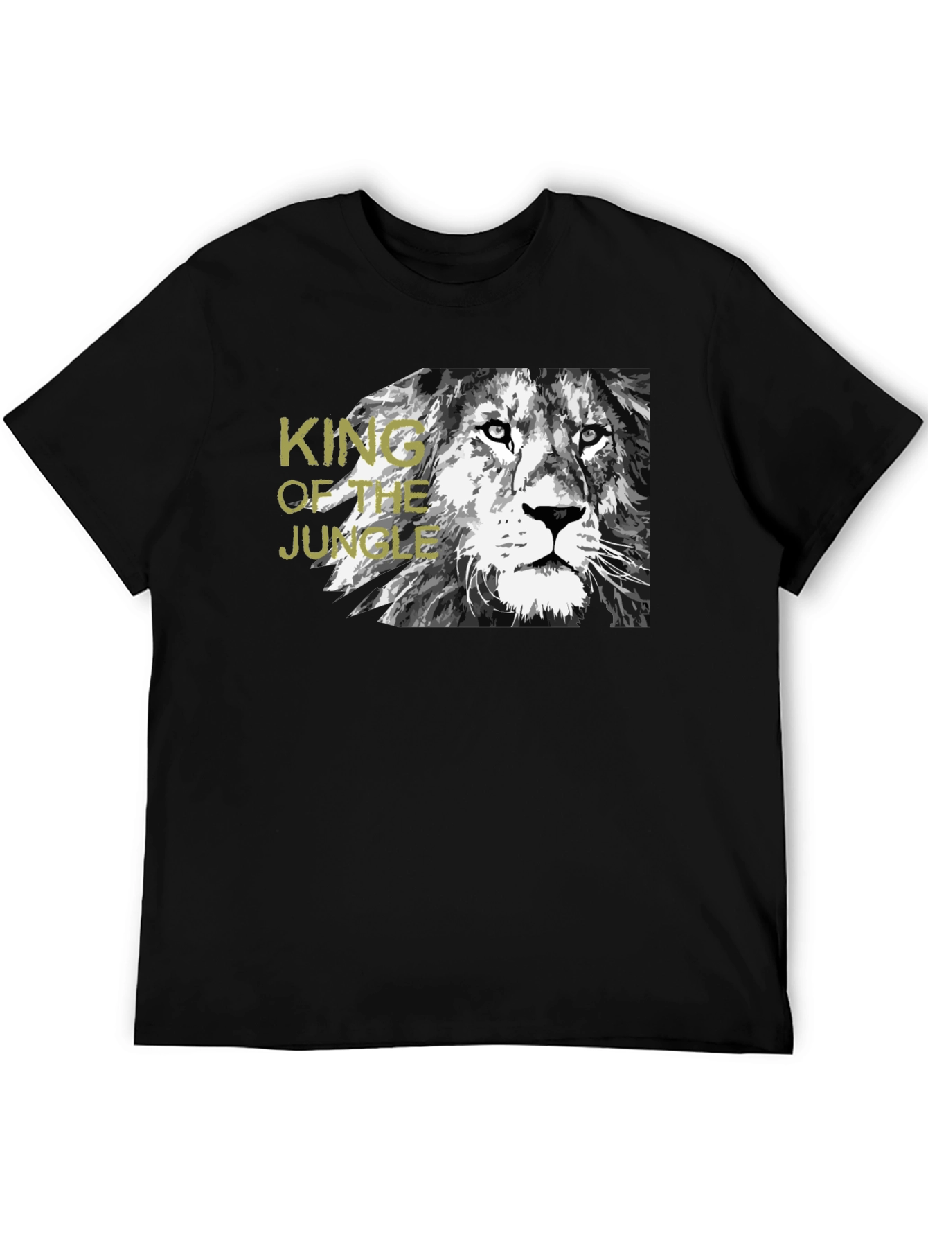 Black King of the Jungle Lion Graphic Black T-Shirt view 5