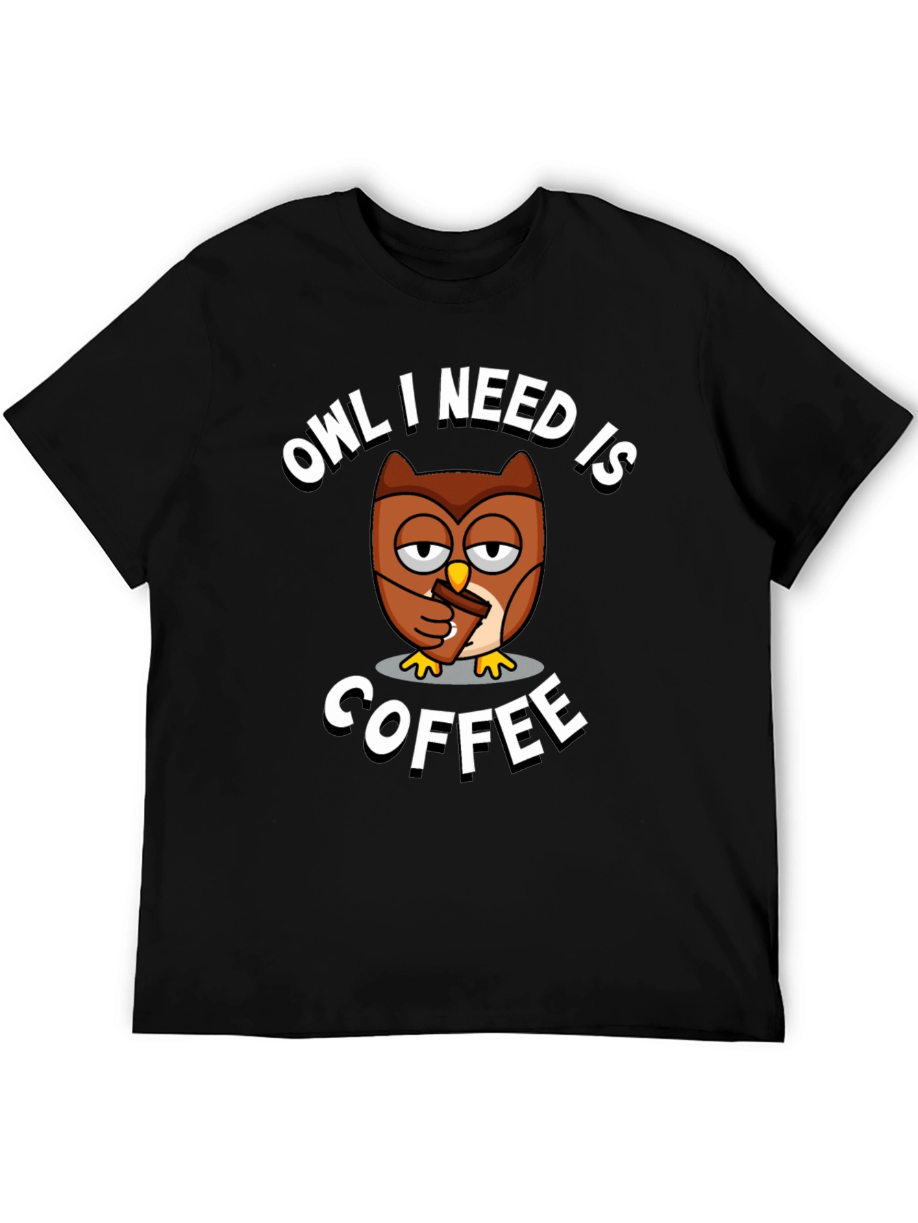 Black Owl I Need Is Coffee Graphic Tee view 5