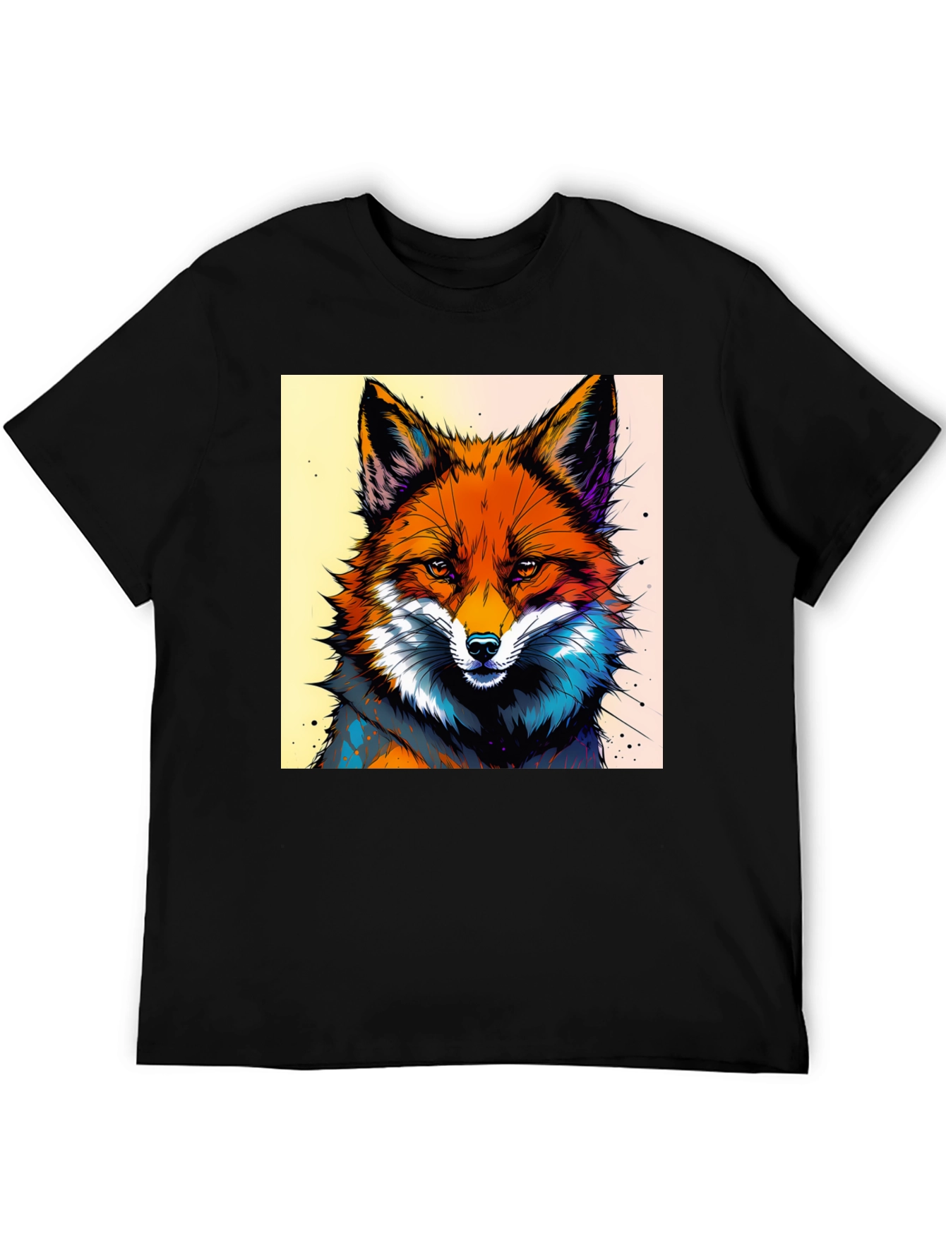 Black Artistic Fox Graphic Tee - Stylish & Unique view 5