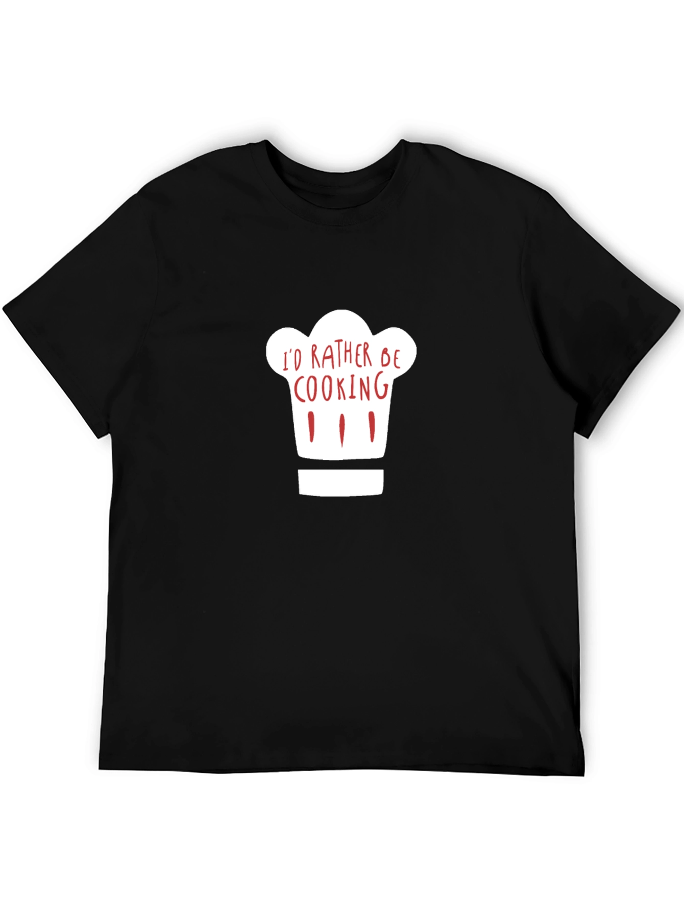 Black I'd Rather Be Cooking T-Shirt - Chef's Hat Design view 5