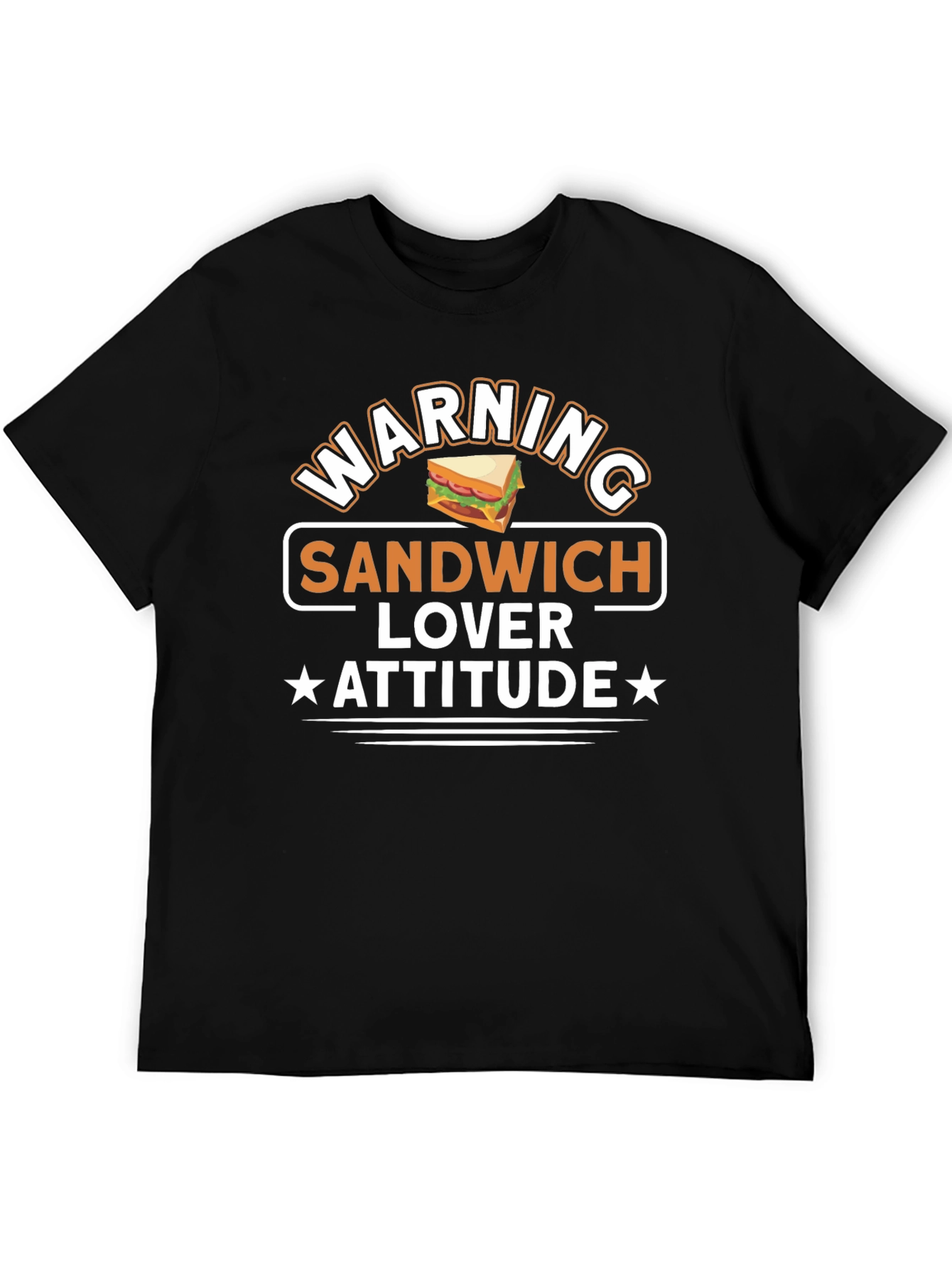 Black Sandwich Lover Attitude T-Shirt - Funny Foodie Tee view 5