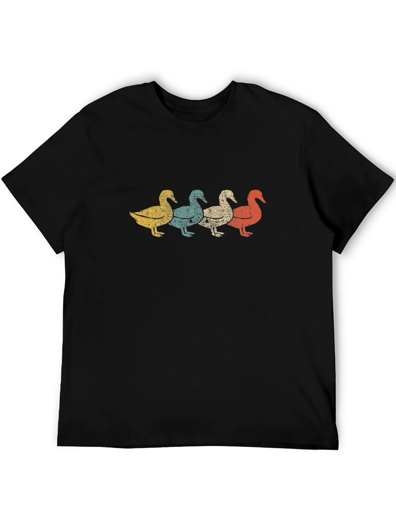 Black Retro Duck Row Graphic Tee - Classic Black T-Shirt view 5