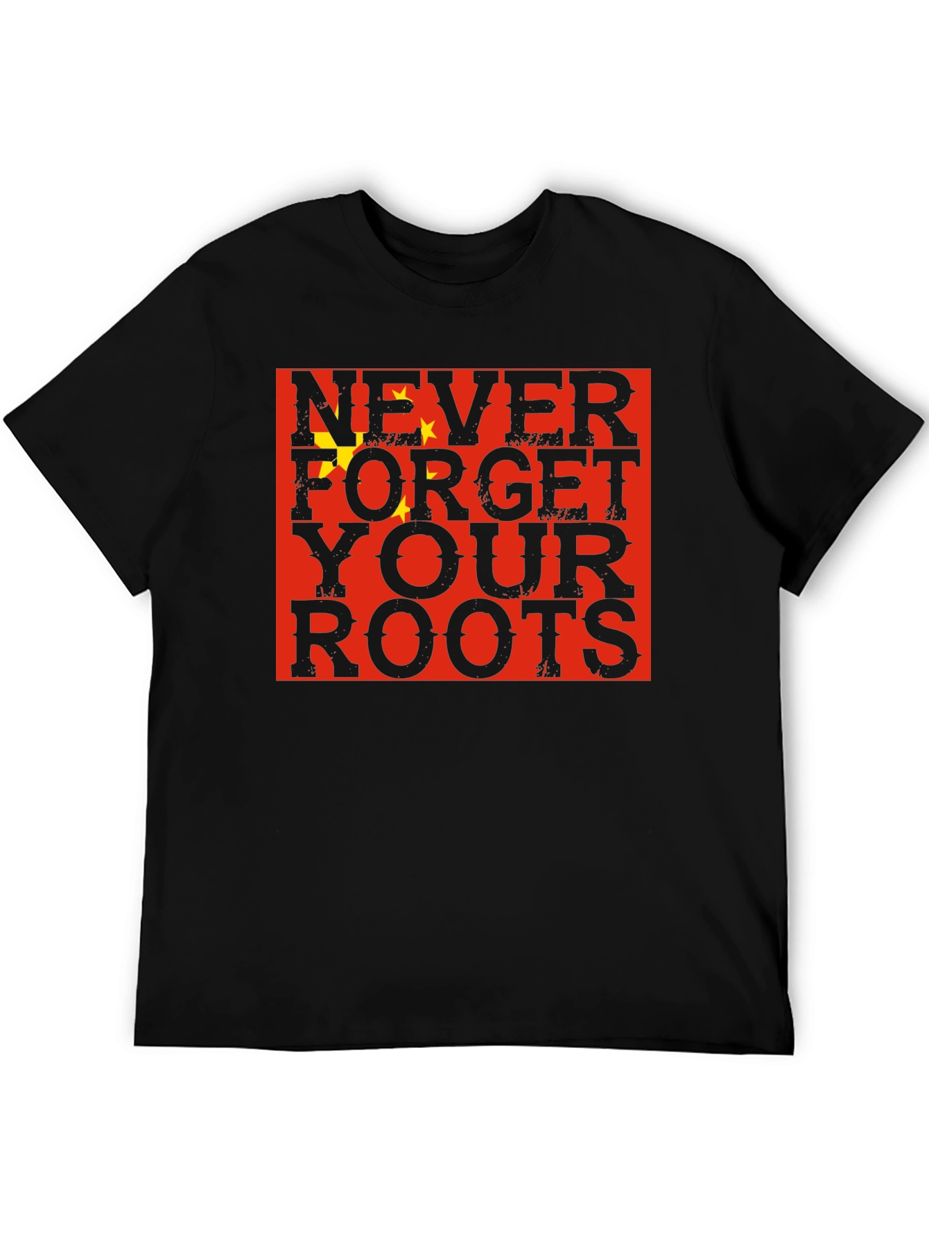 Black Never Forget Your Roots China Flag Graphic T-Shirt view 5