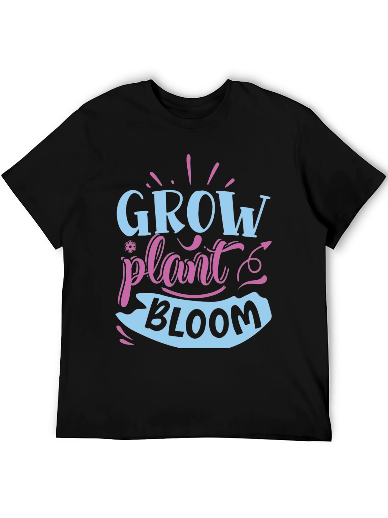 Black Grow Plant Bloom T-Shirt - Gardening Shirt view 5