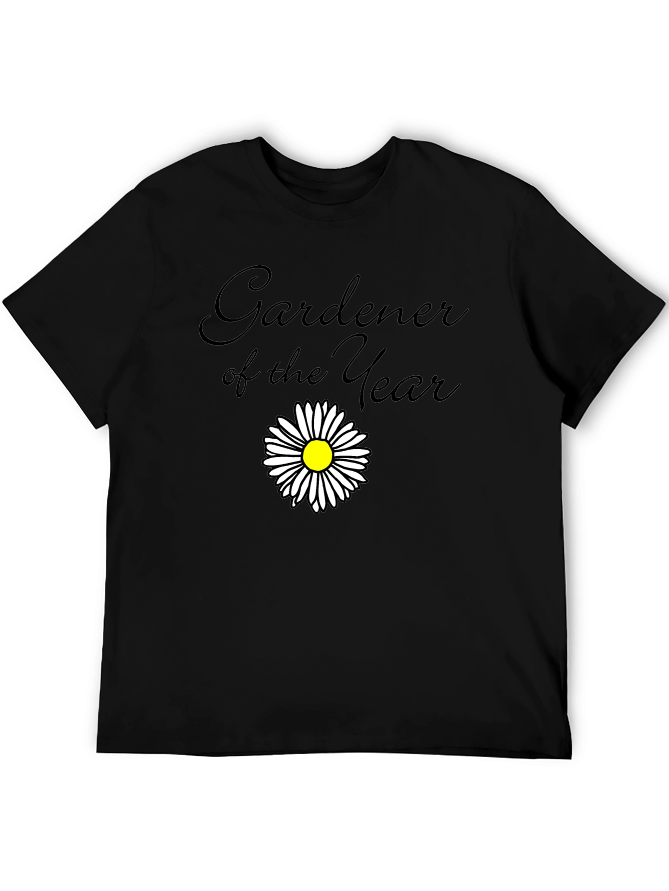 Black Gardener of the Year Black T-Shirt with Daisy view 5