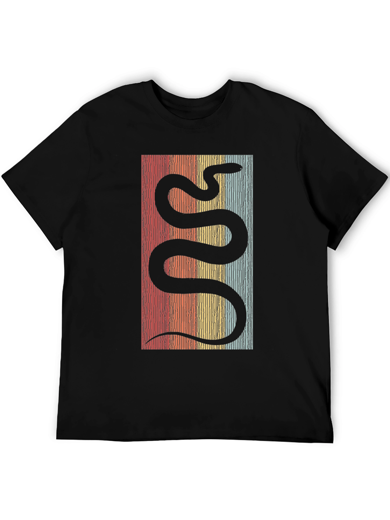 Black Retro Snake Graphic Tee - Cool Vintage Style view 5