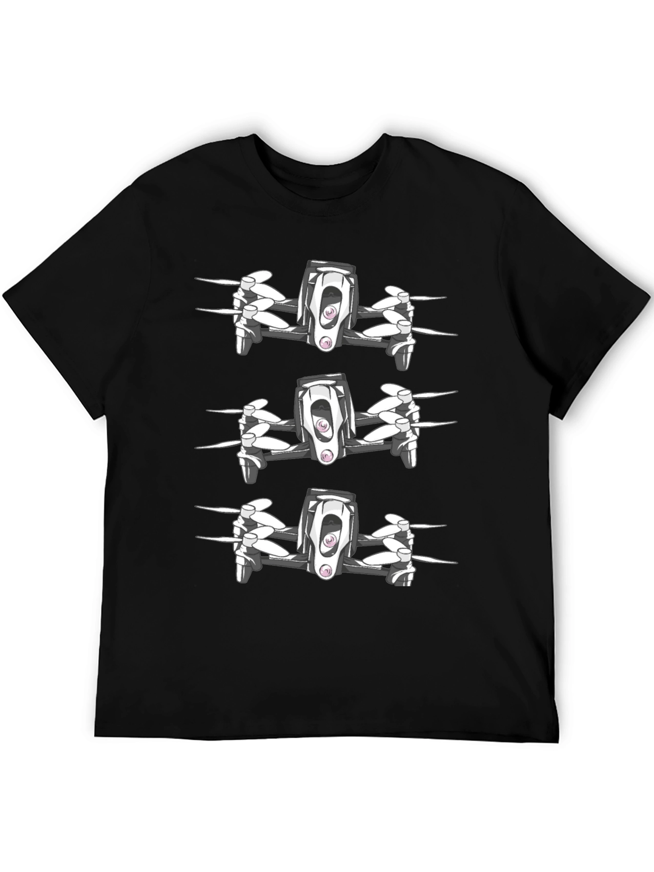 Black Drone Graphic Tee - Black Cotton Blend T-Shirt view 5