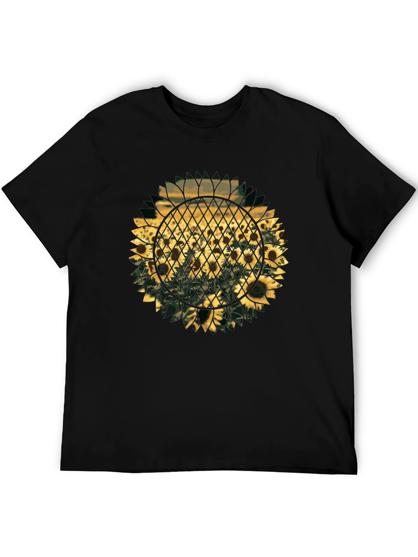 Black Sunflower Graphic Print T-Shirt - Black view 5