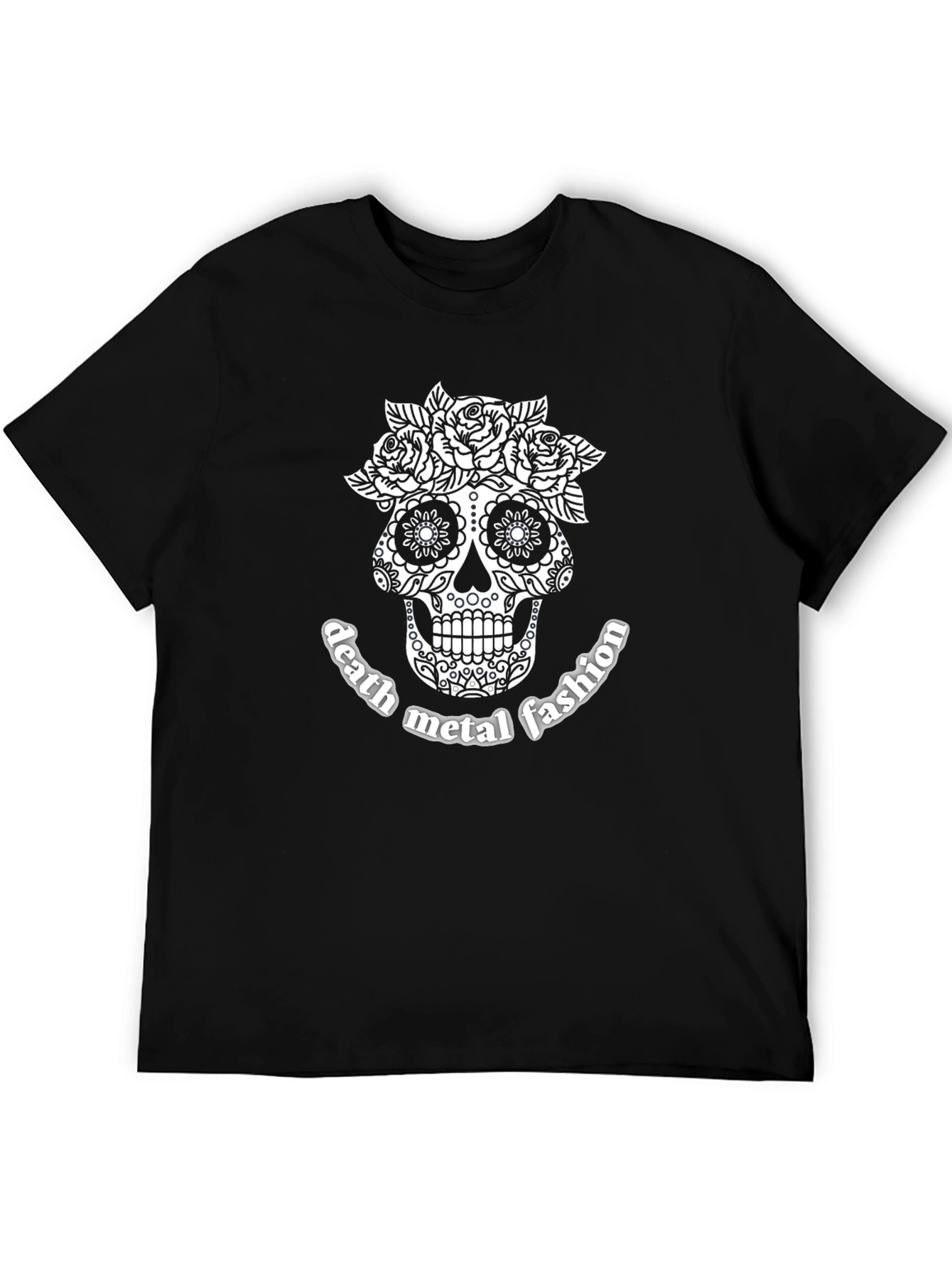 Black Death Metal Fashion T-Shirt Skull Graphic view 5