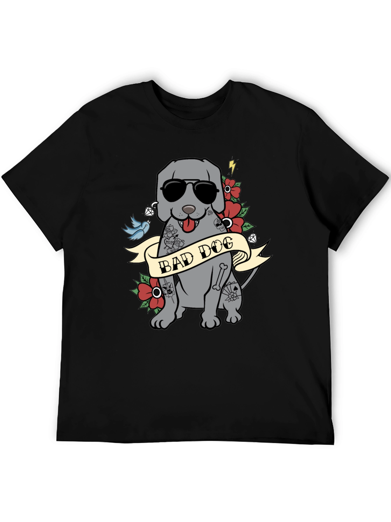 Bad Dog Tattoo Style T-Shirt - Men's Graphic Tee - 5