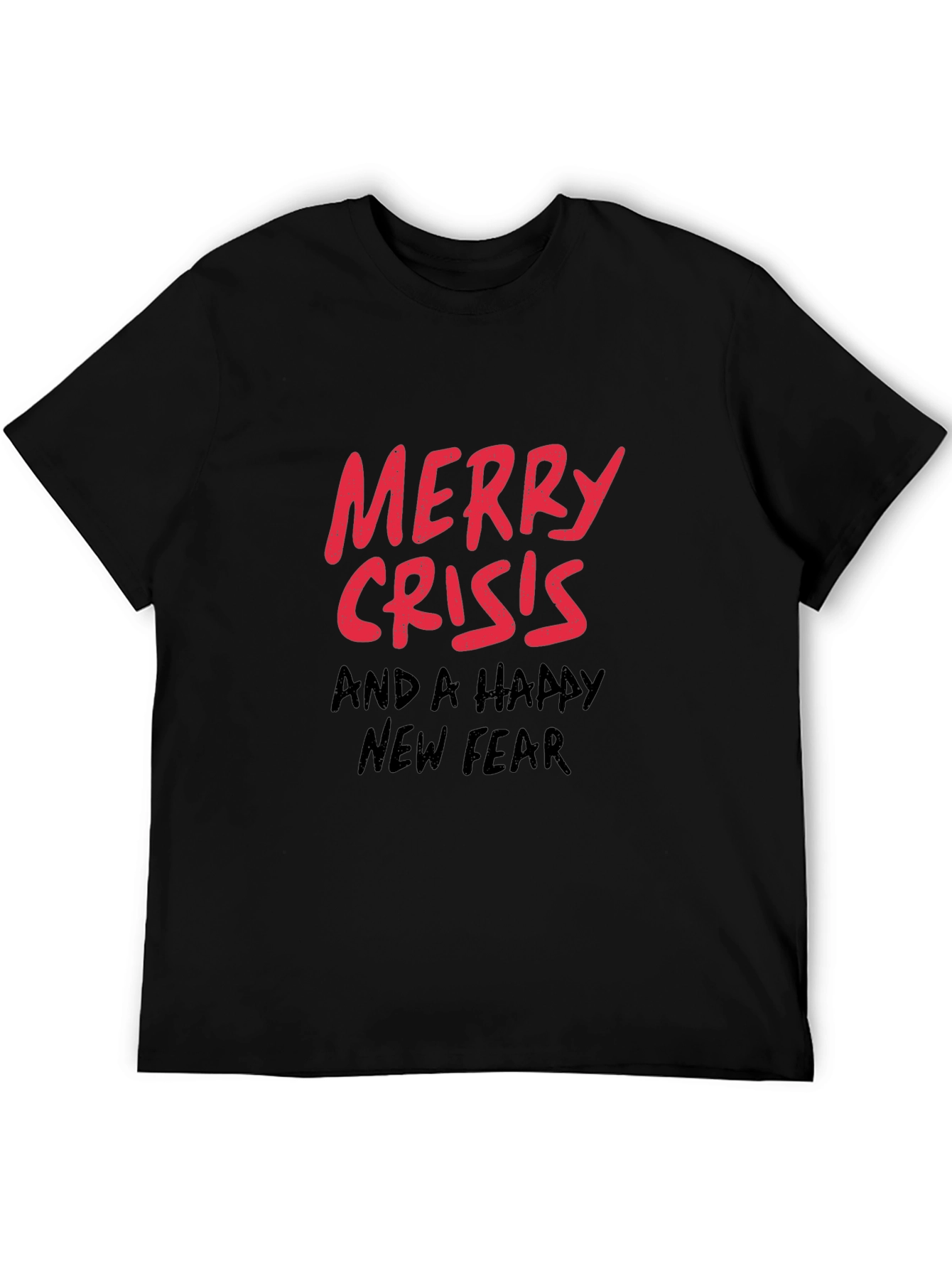 Black Merry Crisis T-Shirt - Black Holiday Humor Tee view 5