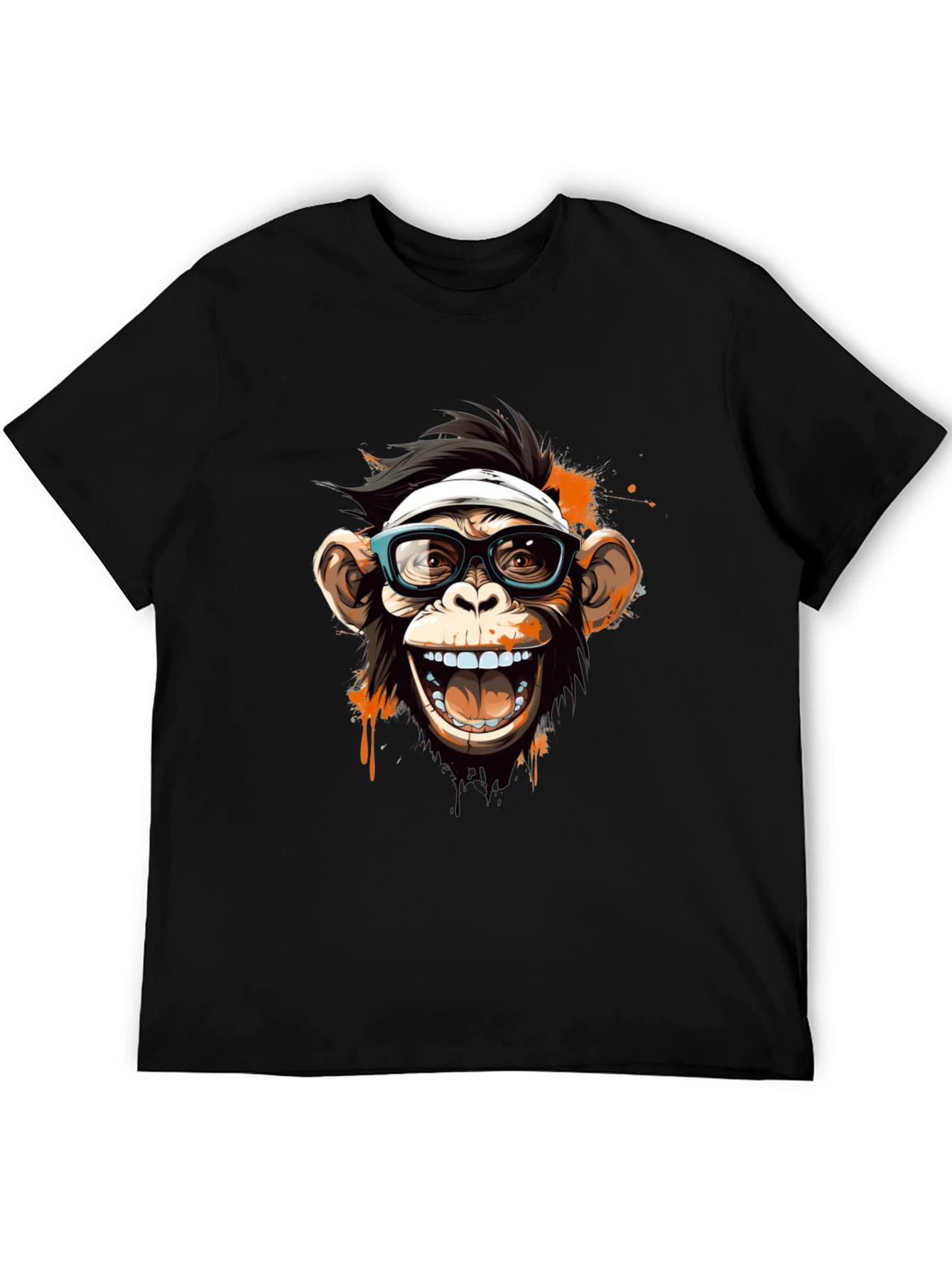 Black Funny Monkey Graphic Tee view 5
