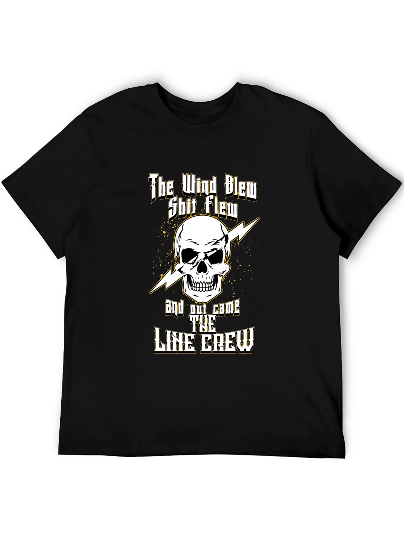 Black Line Crew Skull T-Shirt - Electrician Power Lineman Tee view 5
