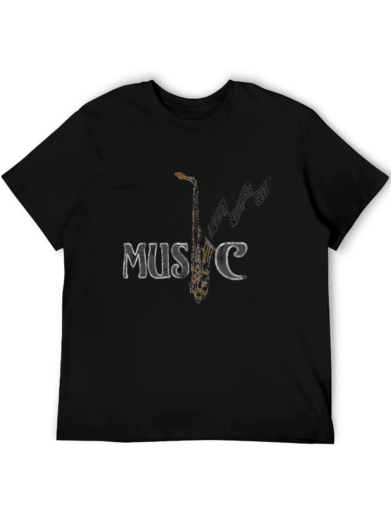 Black Music Saxophone Graphic Tee - Stylish Black T-Shirt view 5