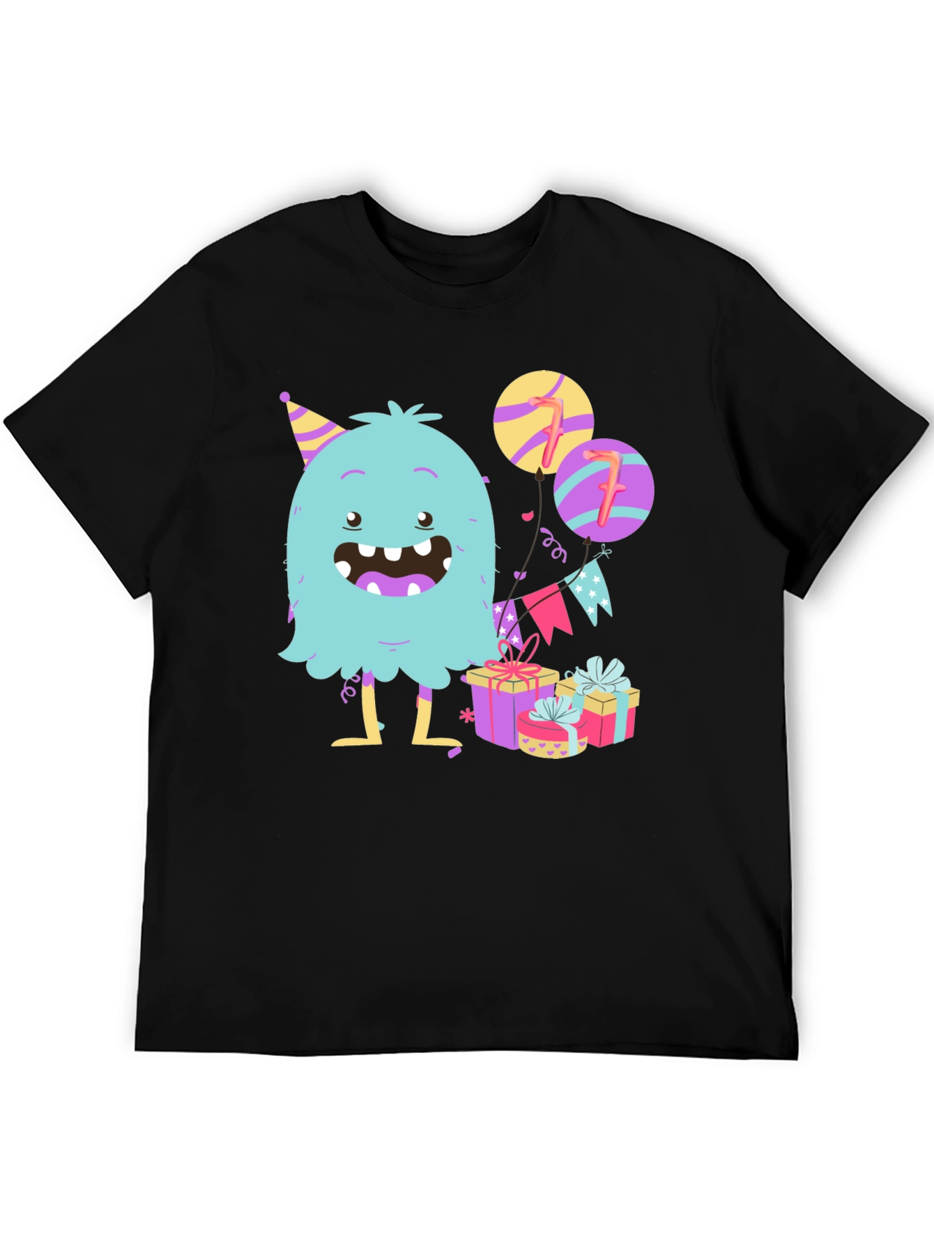 Black Birthday Monster Graphic Tee - 7th Birthday! view 5